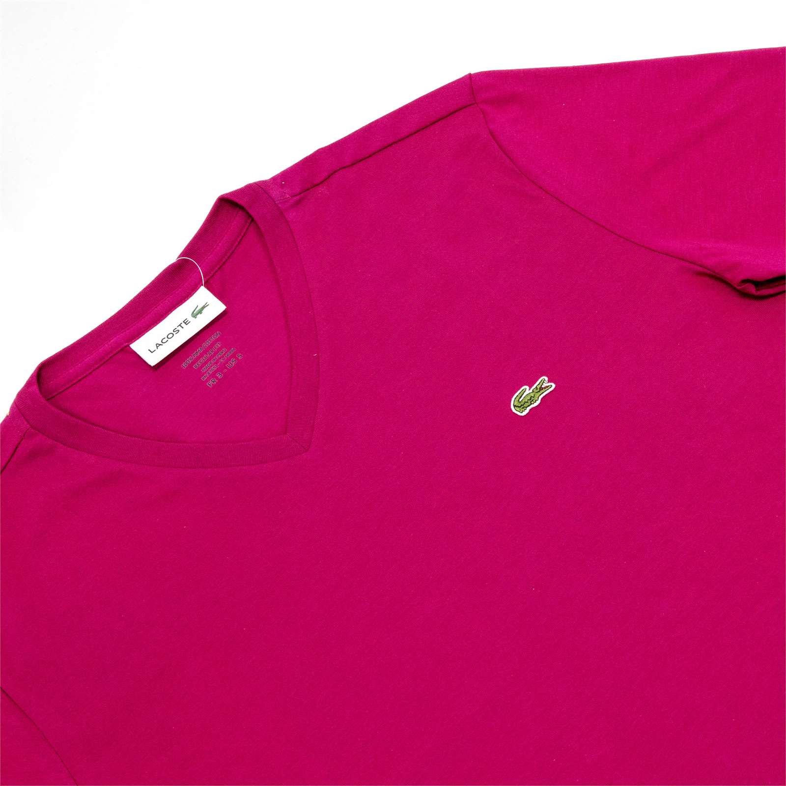 Lacoste Men Standard Short Sleeve Pima V-Neck Tee