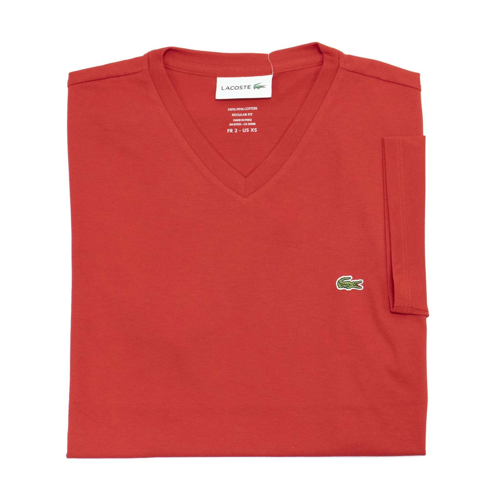 Lacoste Men Standard Short Sleeve Pima V-Neck Tee