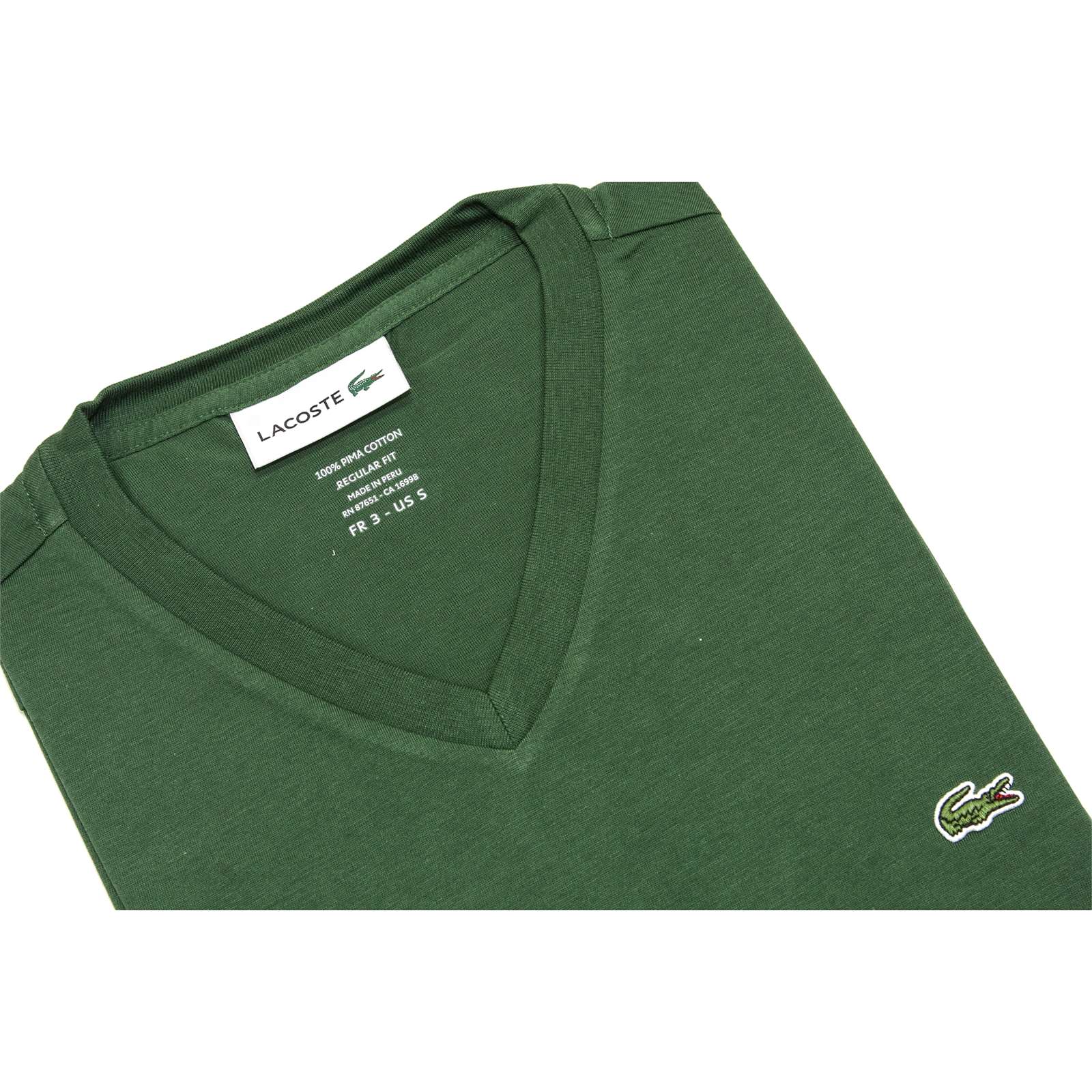 Lacoste Men Standard Short Sleeve Pima V-Neck Tee