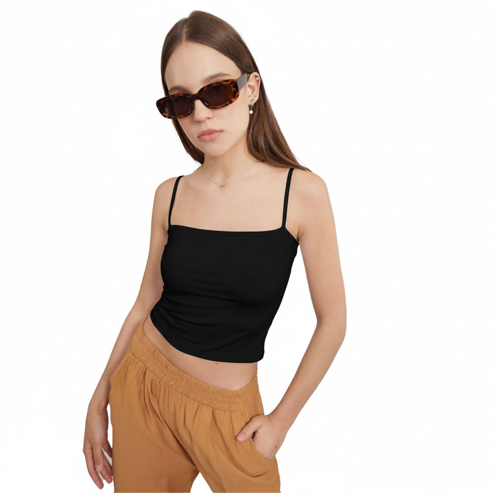 Ambar Women Minimalist Square Neck Slim Fit Cami Top