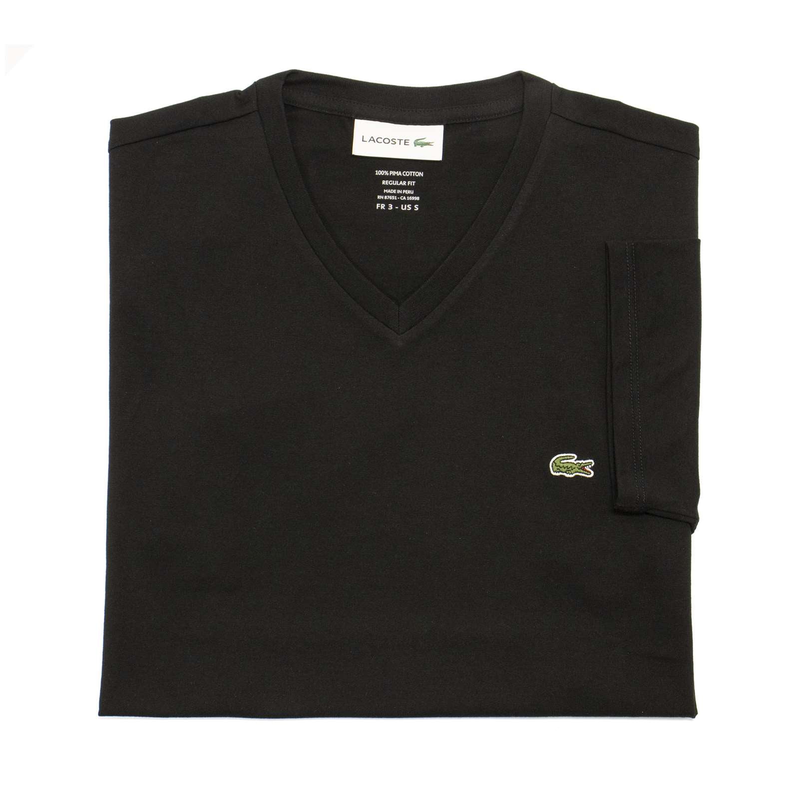 Lacoste Men Standard Short Sleeve Pima V-Neck Tee