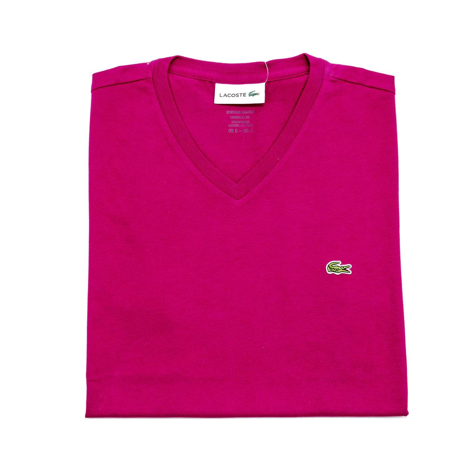 Lacoste Men Standard Short Sleeve Pima V-Neck Tee