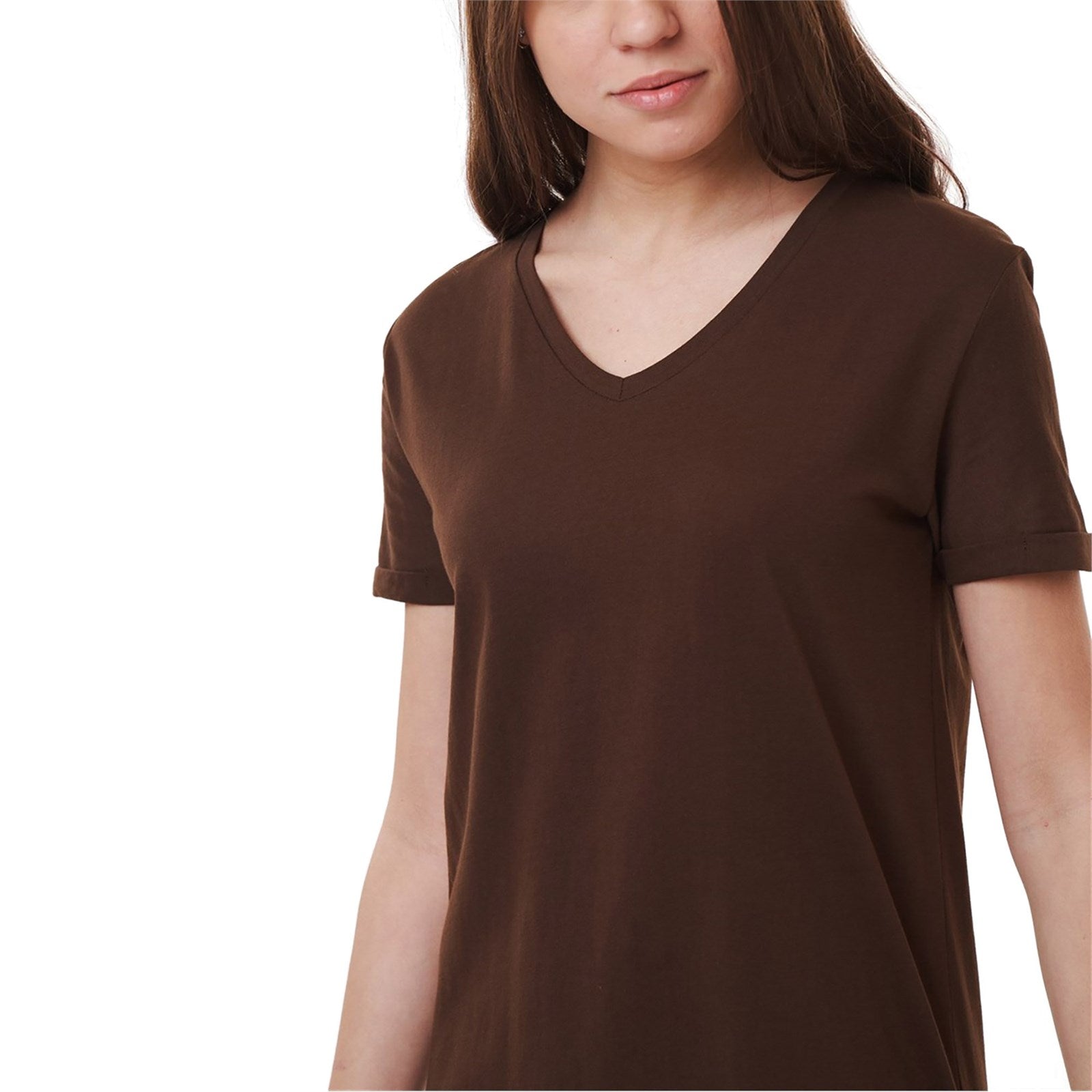 Ambar Women V-Neck Side Slit Cotton Tunic T-Shirt