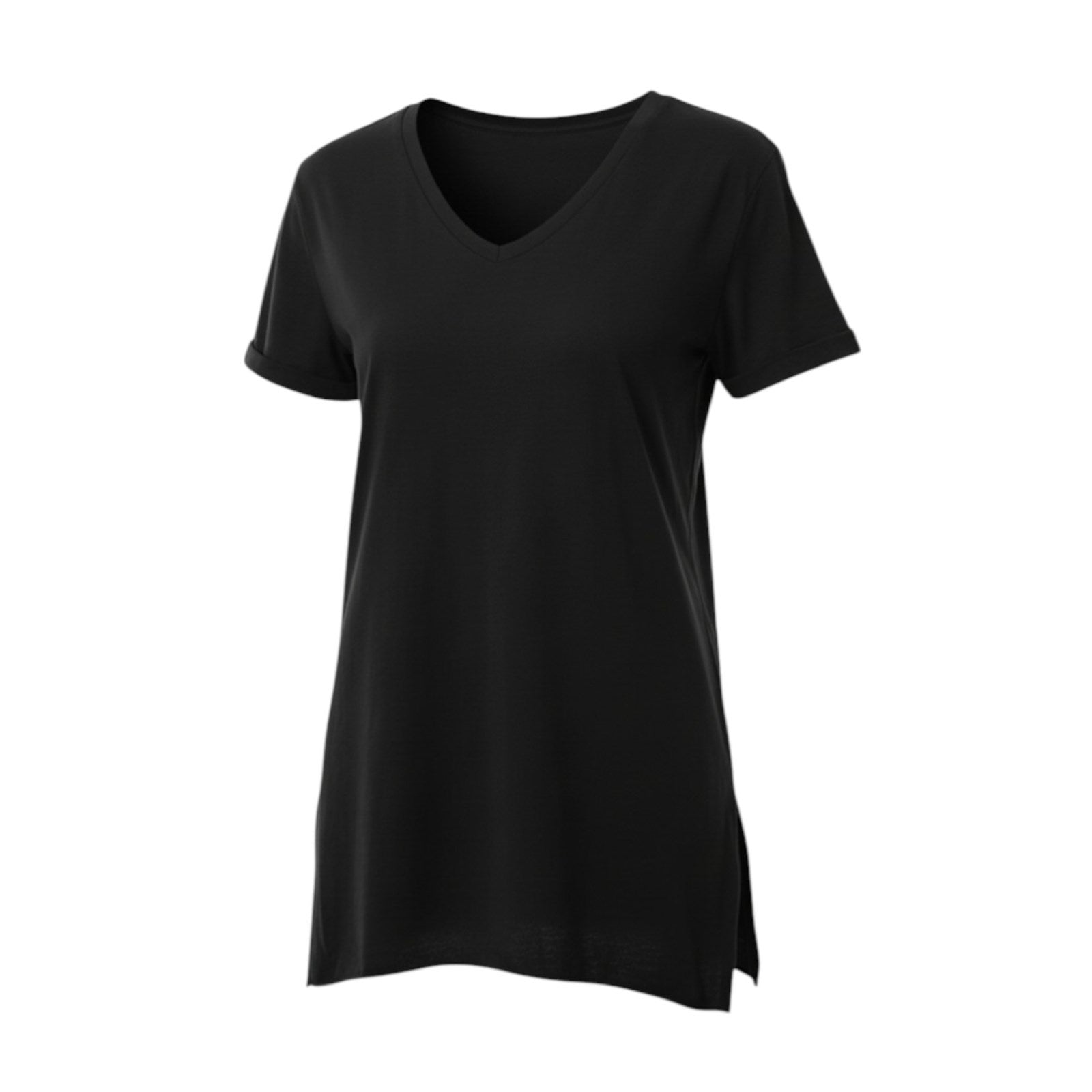 Ambar Women V-Neck Side Slit Cotton Tunic T-Shirt