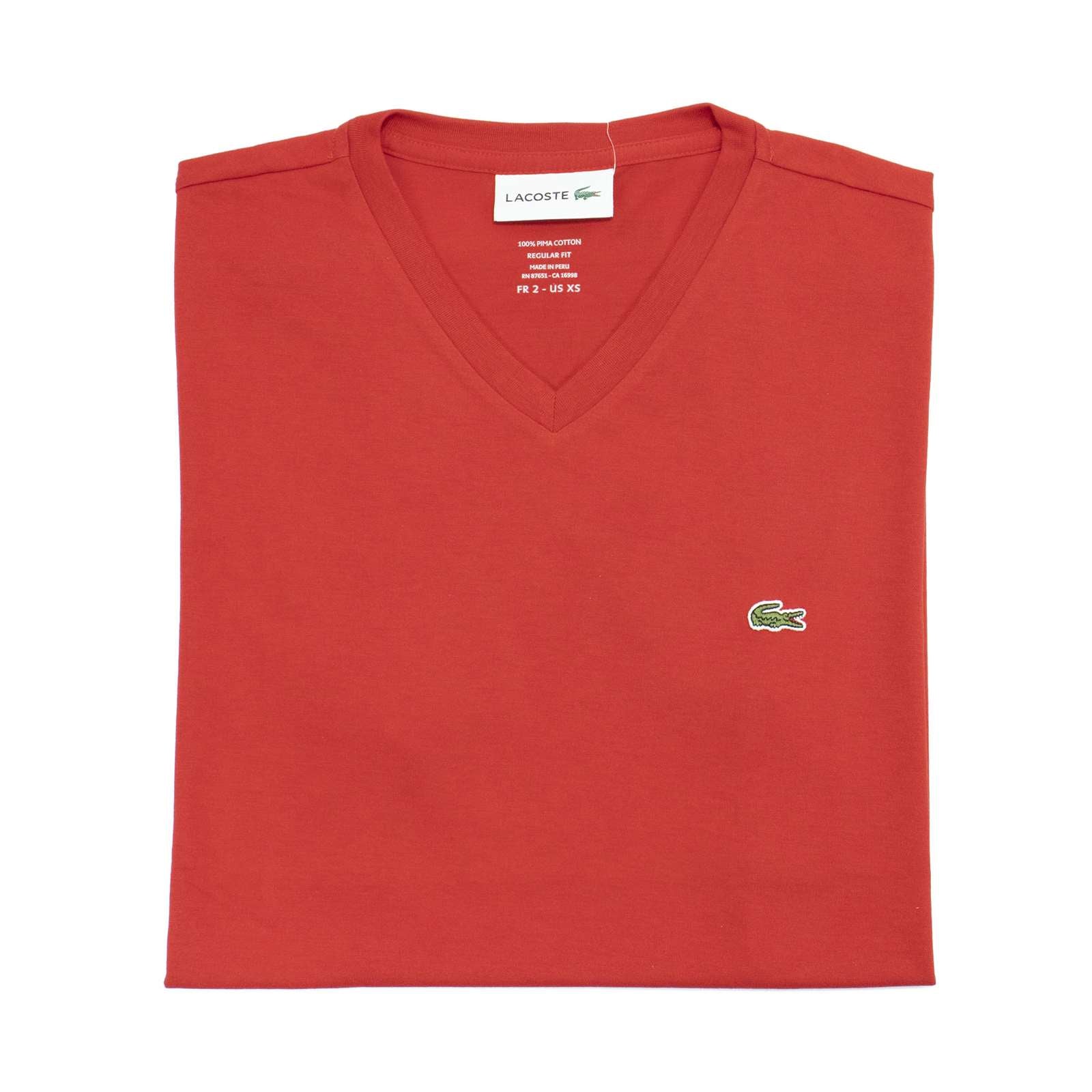 Lacoste Men Standard Short Sleeve Pima V-Neck Tee