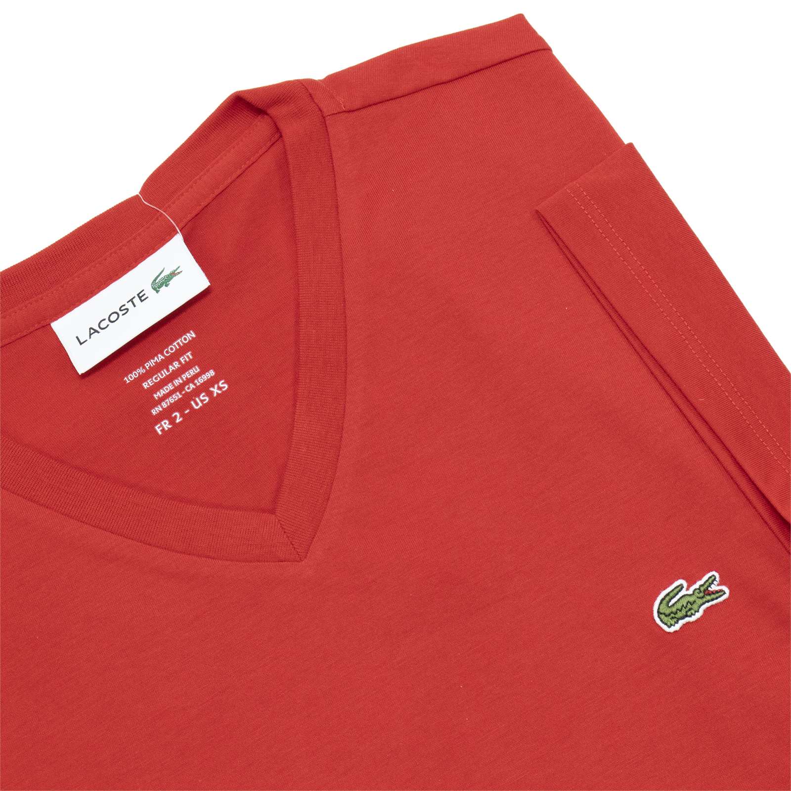 Lacoste Men Standard Short Sleeve Pima V-Neck Tee