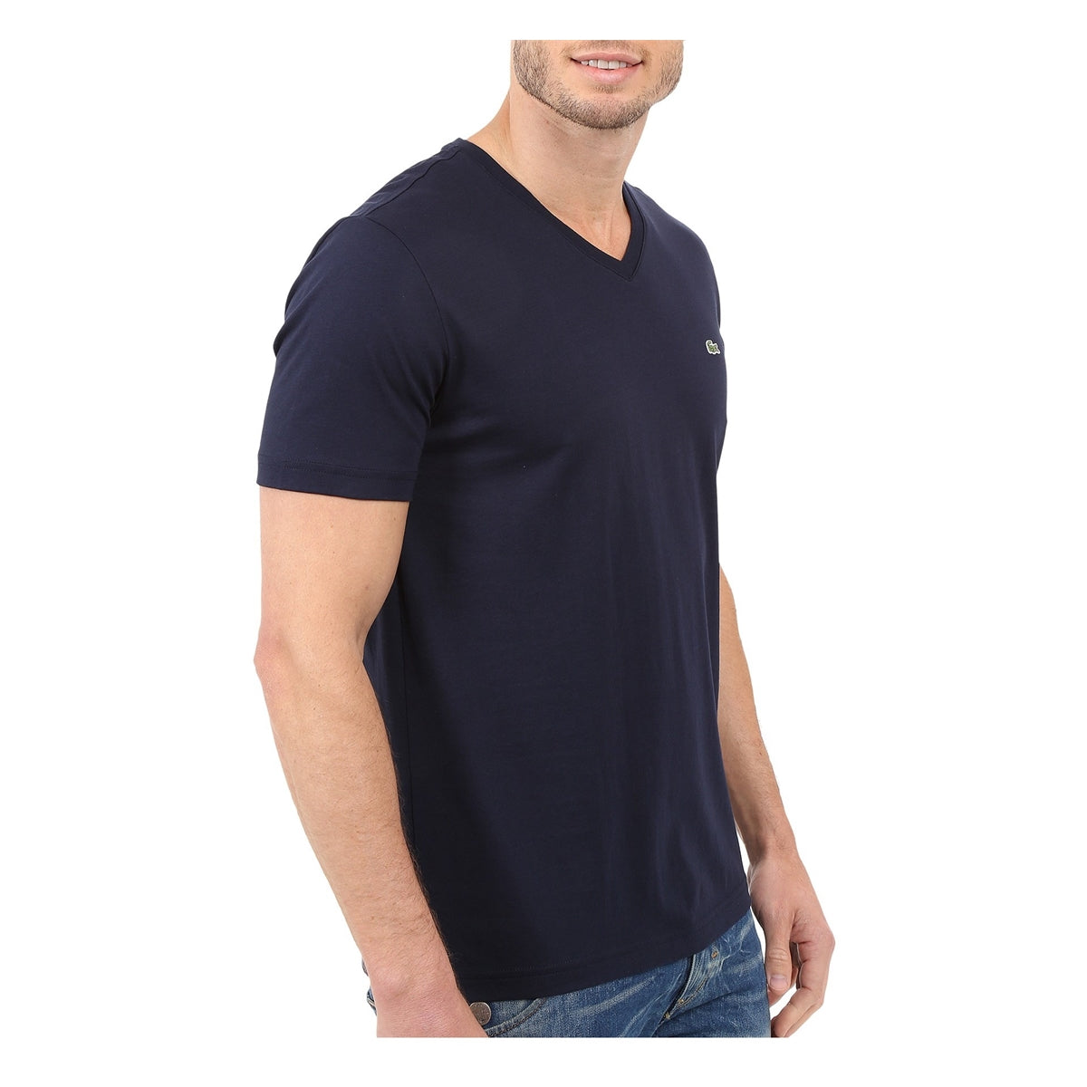 Lacoste Men Standard Short Sleeve Pima V-Neck Tee