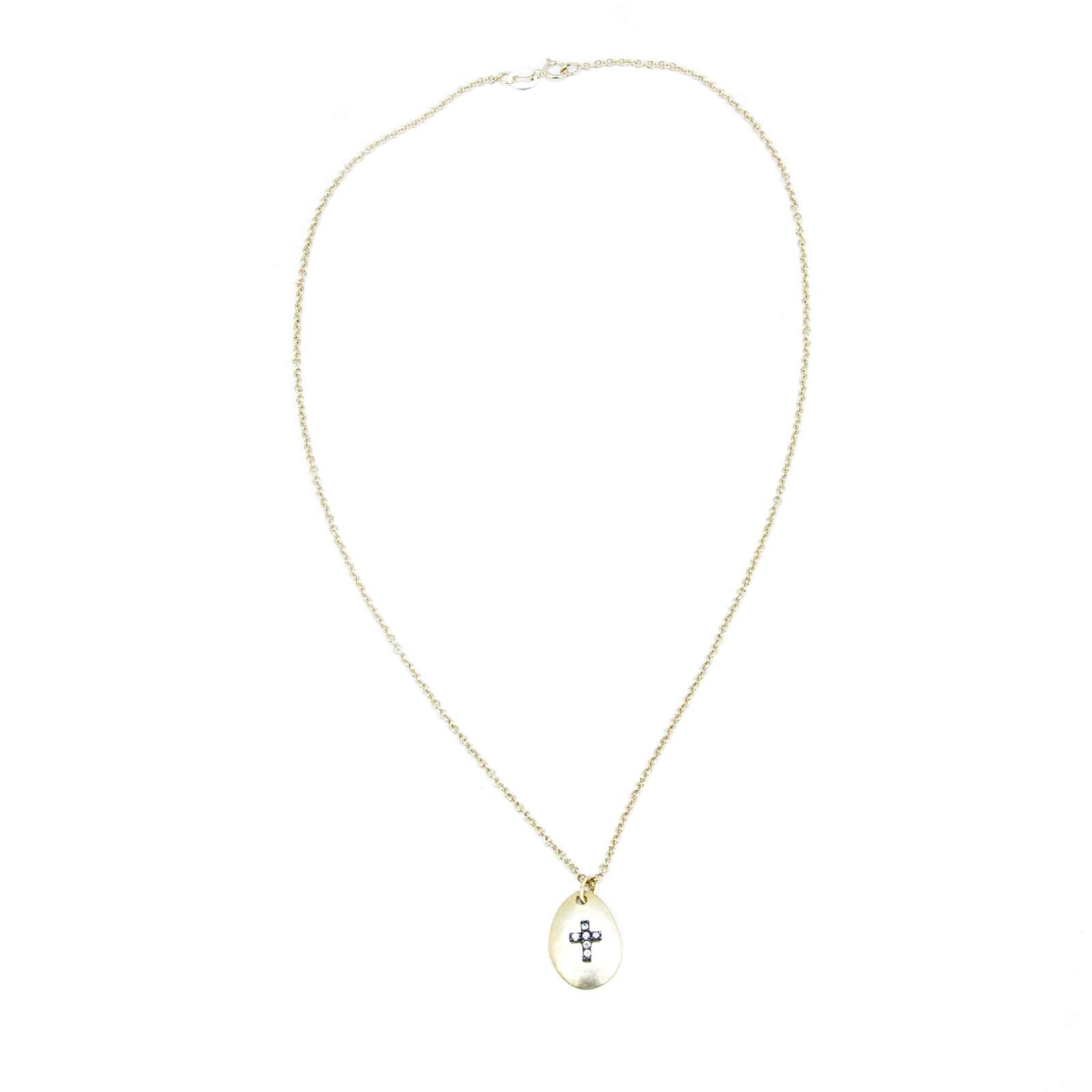 Athra Women Two Tone Cross Textured Necklace With Extension