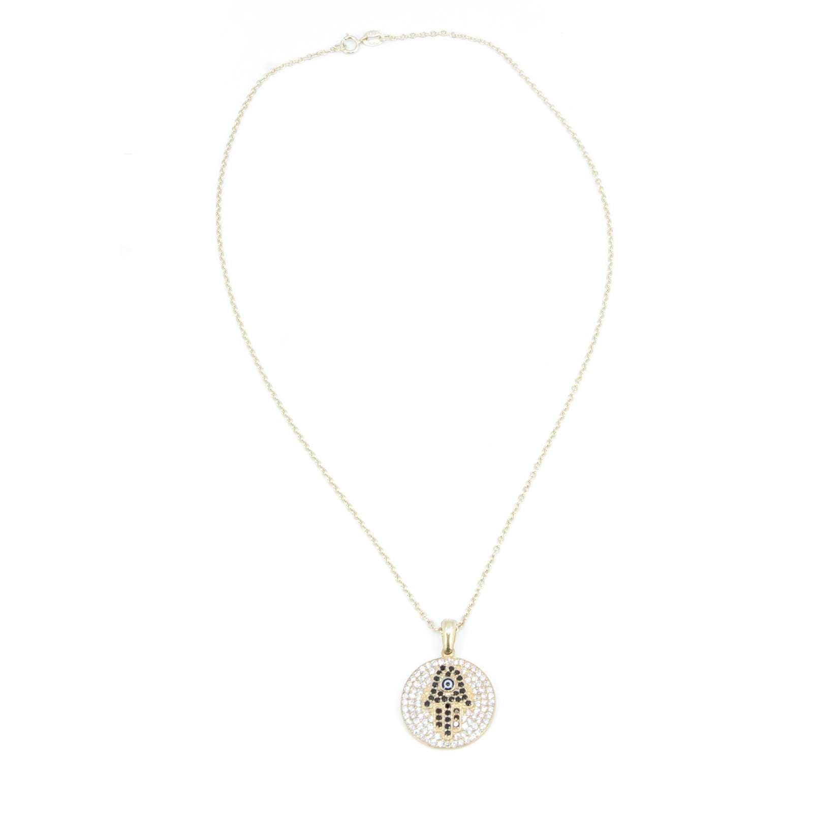 Athra Women Round Hamsa Necklace