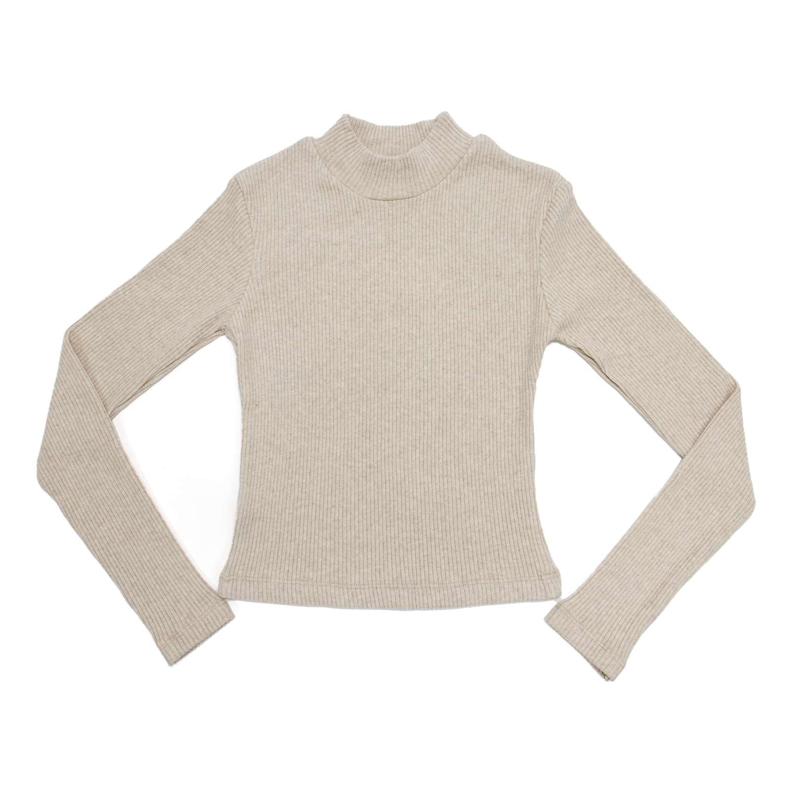 Ambar Women Mock Neck Long Sleeve Fitted Crop Top