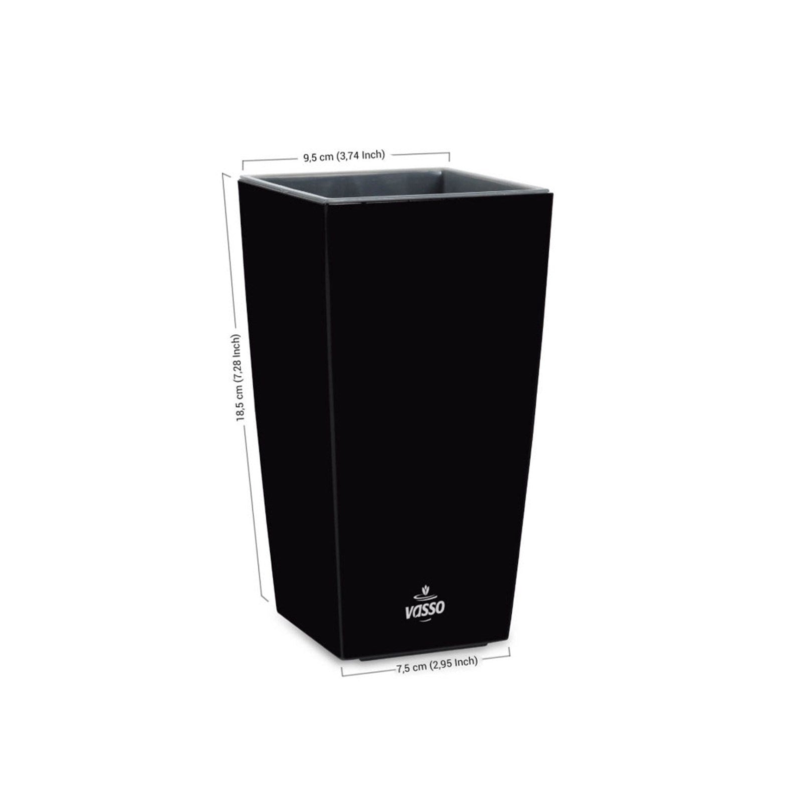 Vasso Kalika Vina Self Watering Pots Black