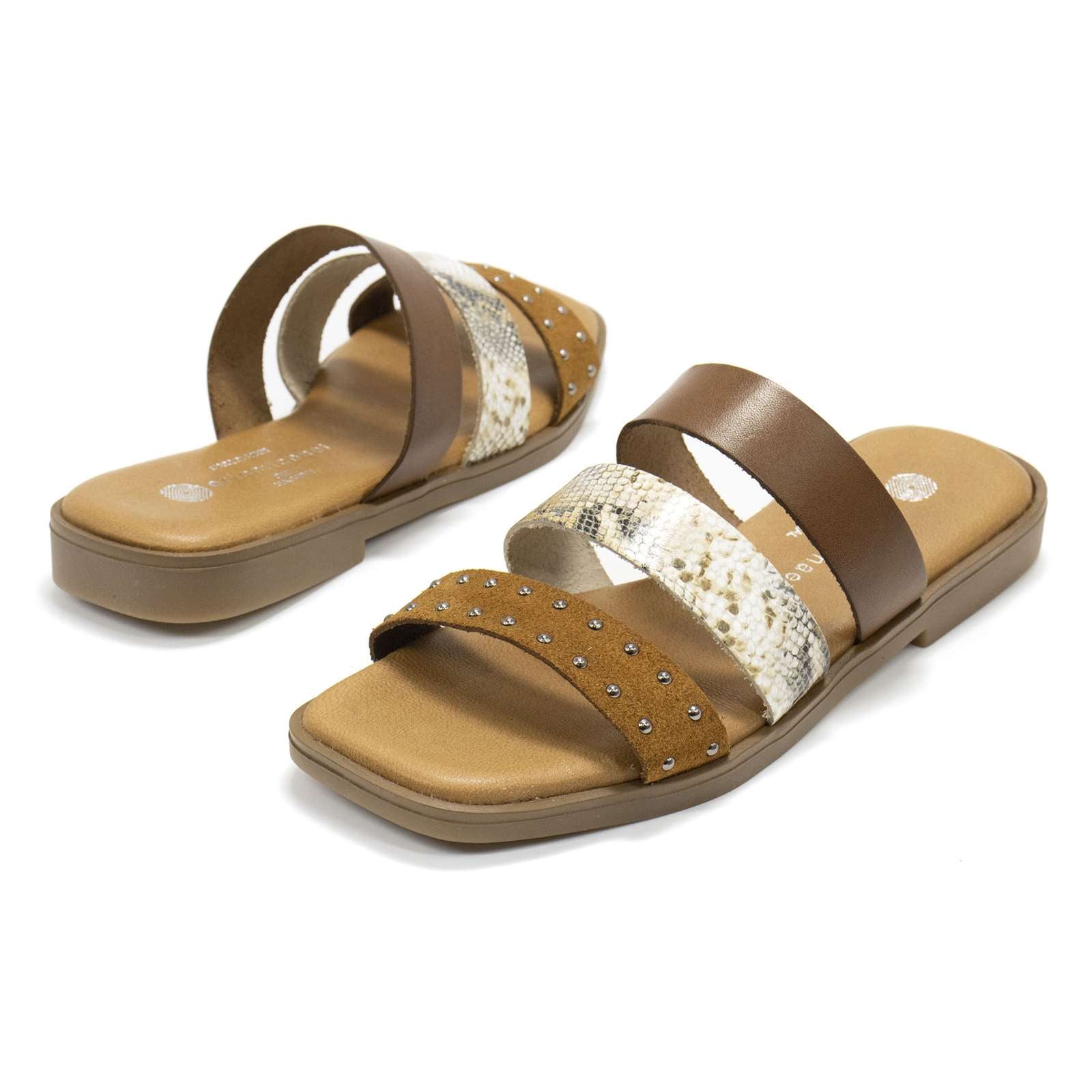 Eric Michael Women Demi Three Strap Slide Sandals