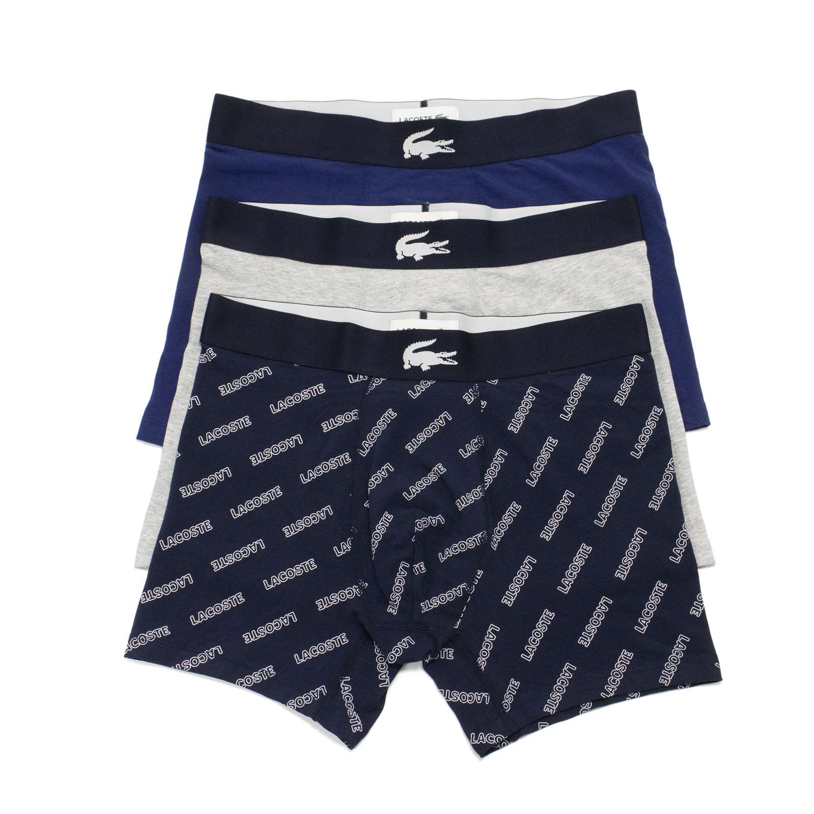 Lacoste Men 3 Pack Cotton Stretch Print Boxer Briefs