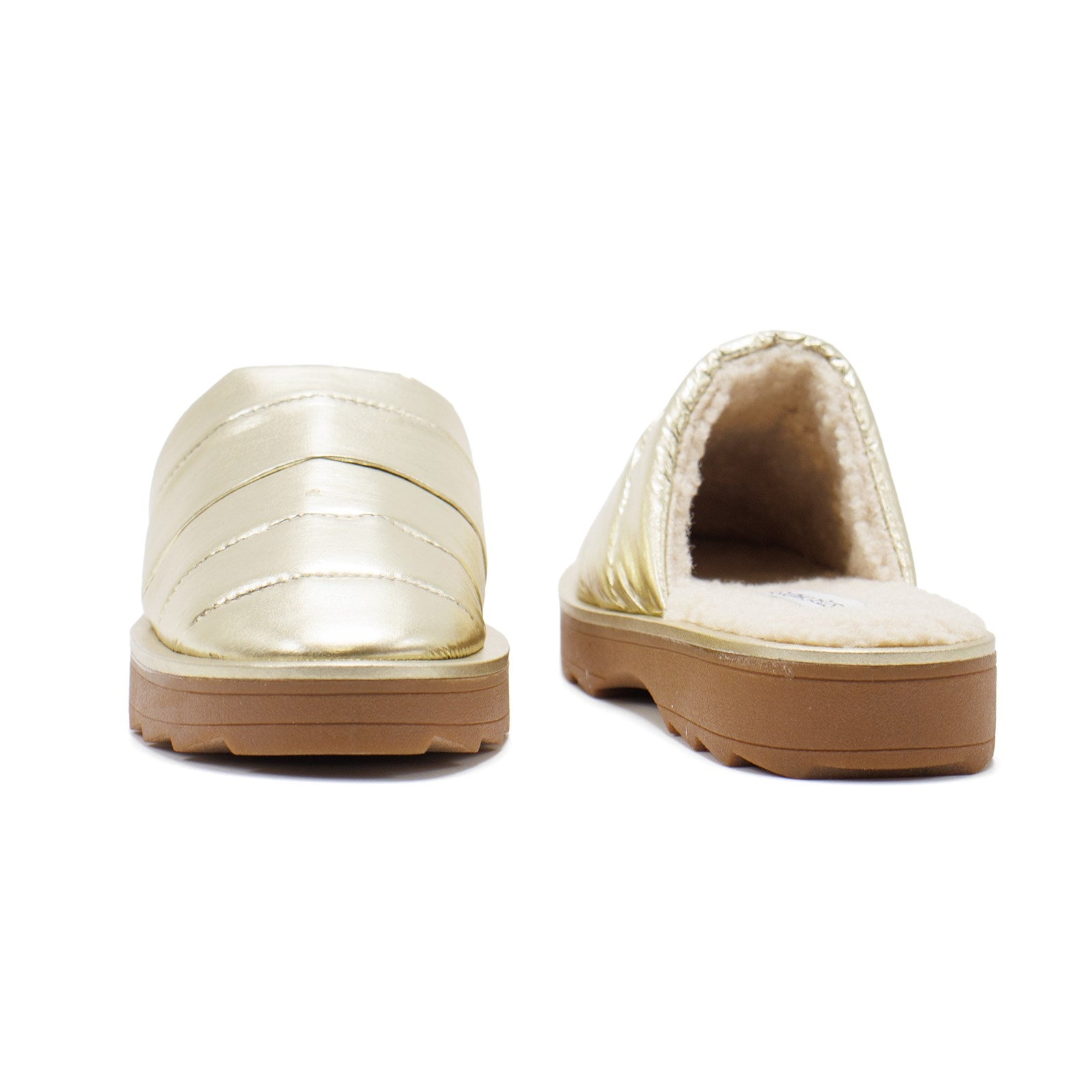 Steve Madden Women Chex Quilted Faux Fur Lined Slippers