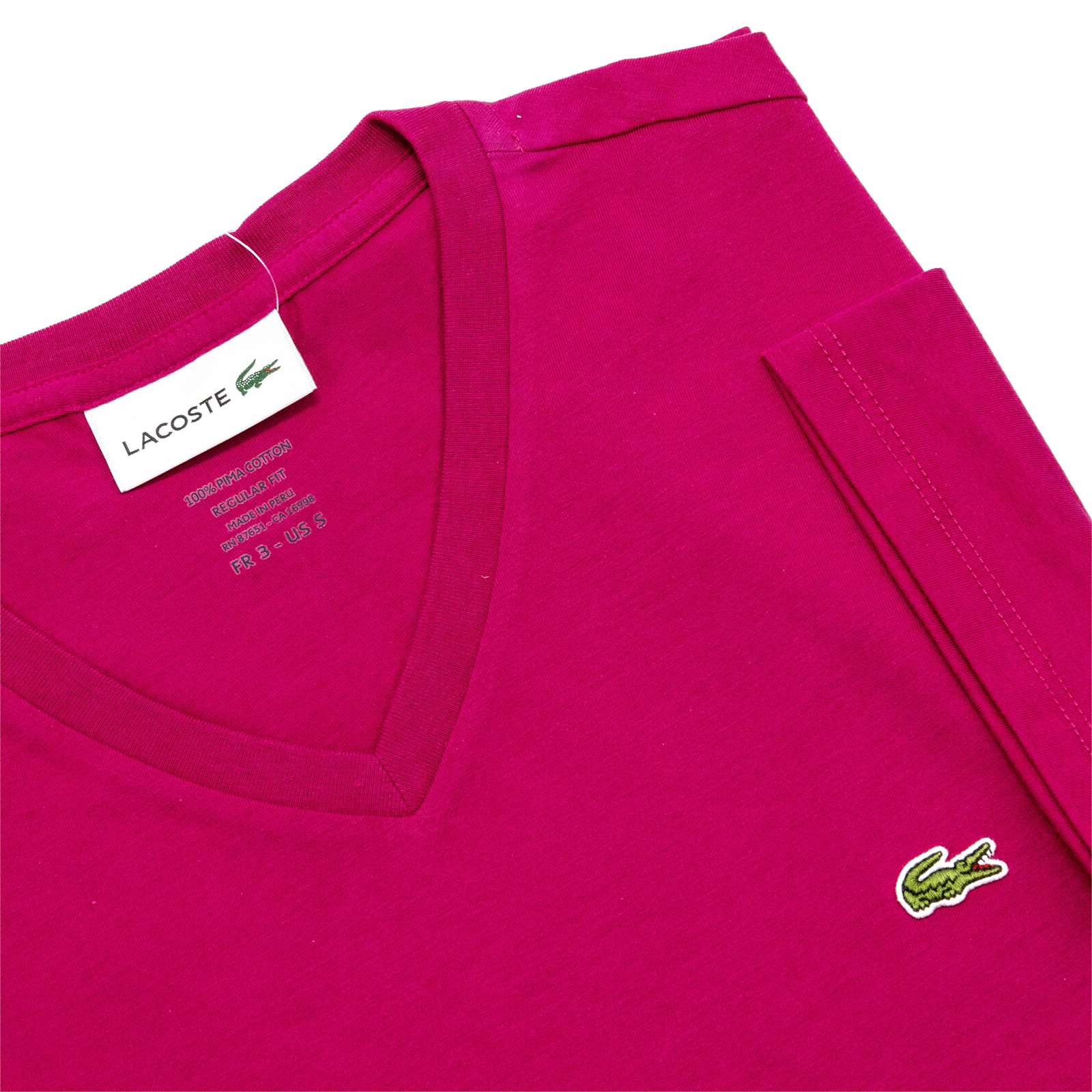 Lacoste Men Standard Short Sleeve Pima V-Neck Tee