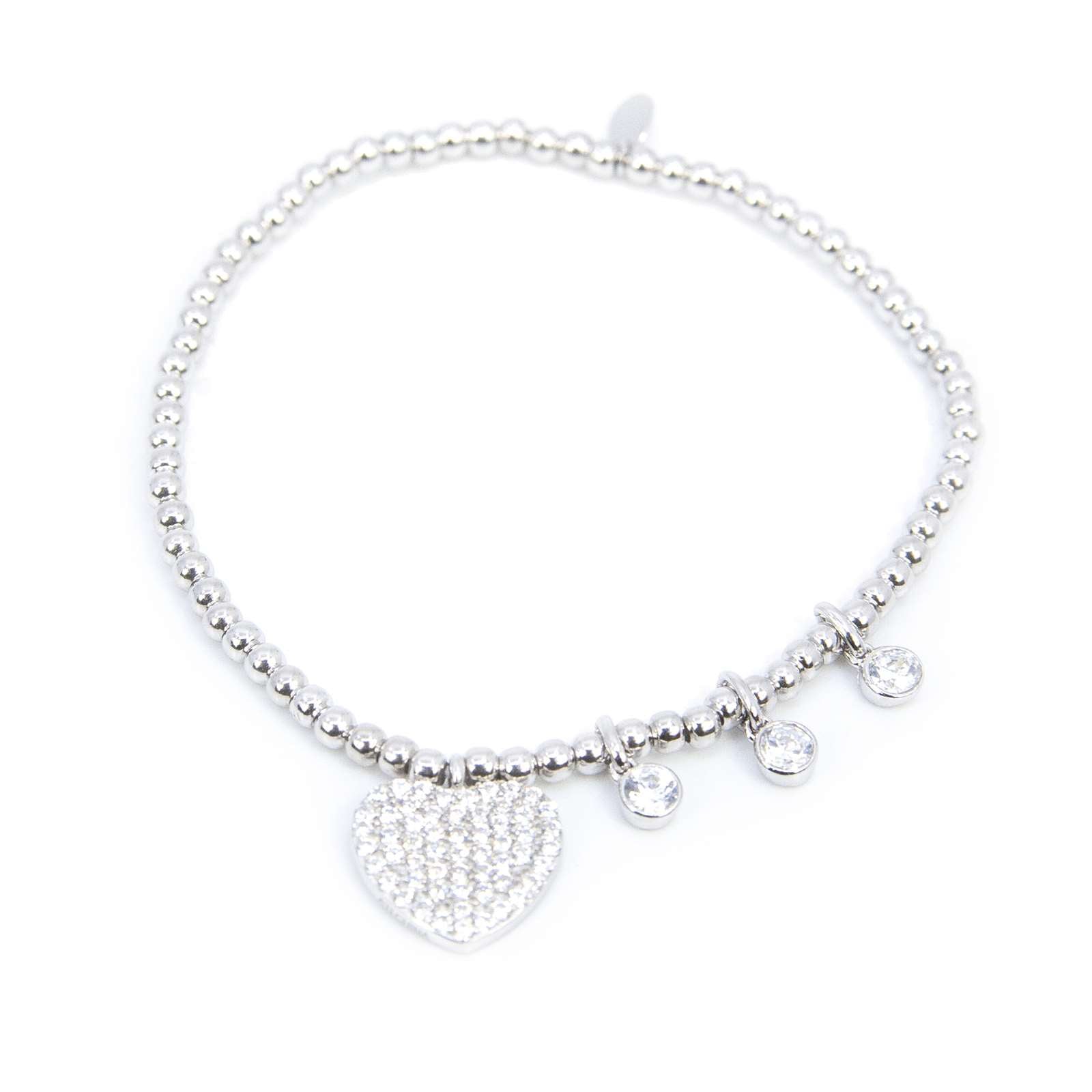 Athra Women Multi Bezel Drop/Heart Beaded Stretch Bracelet