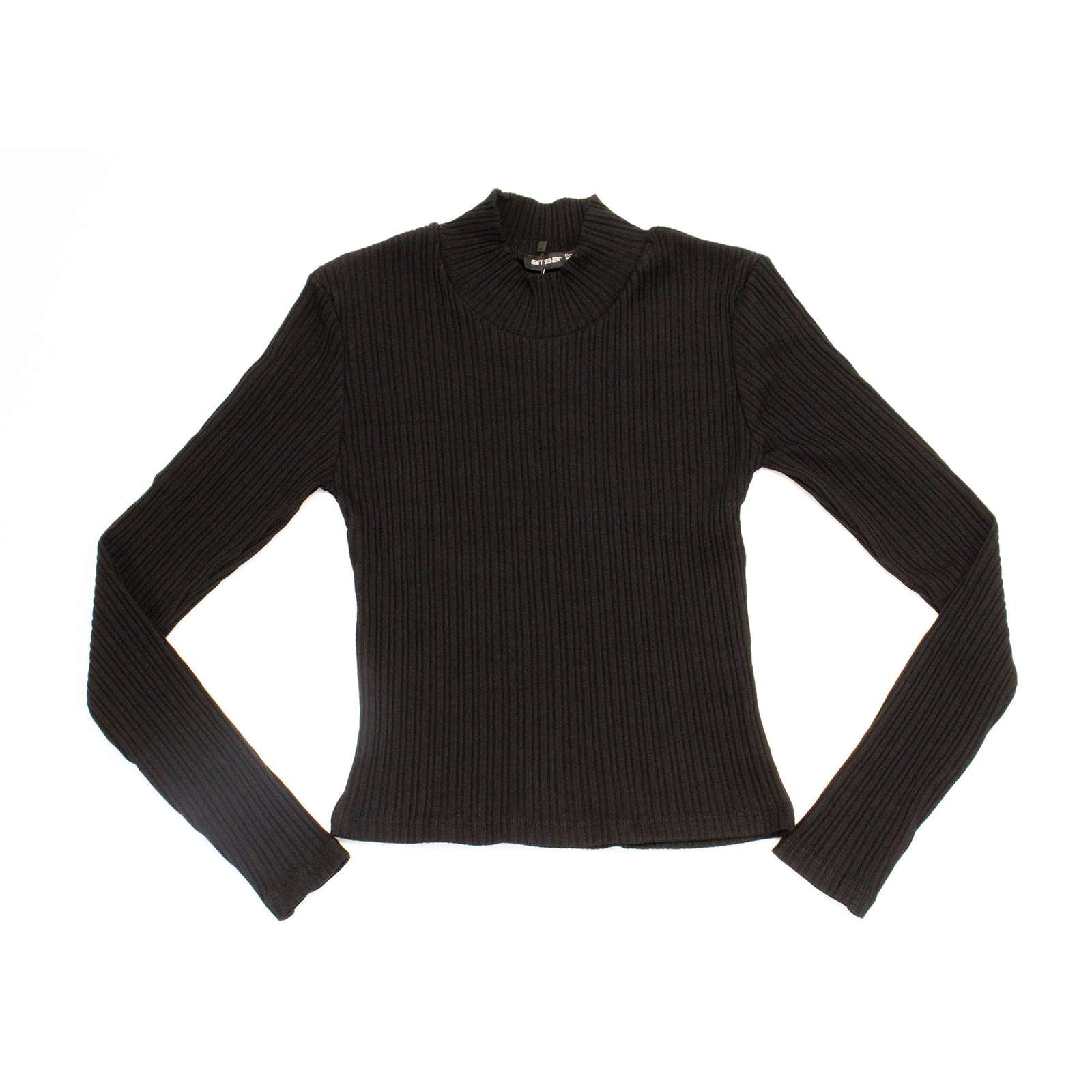 Ambar Women Mock Neck Long Sleeve Cotton Rib Top