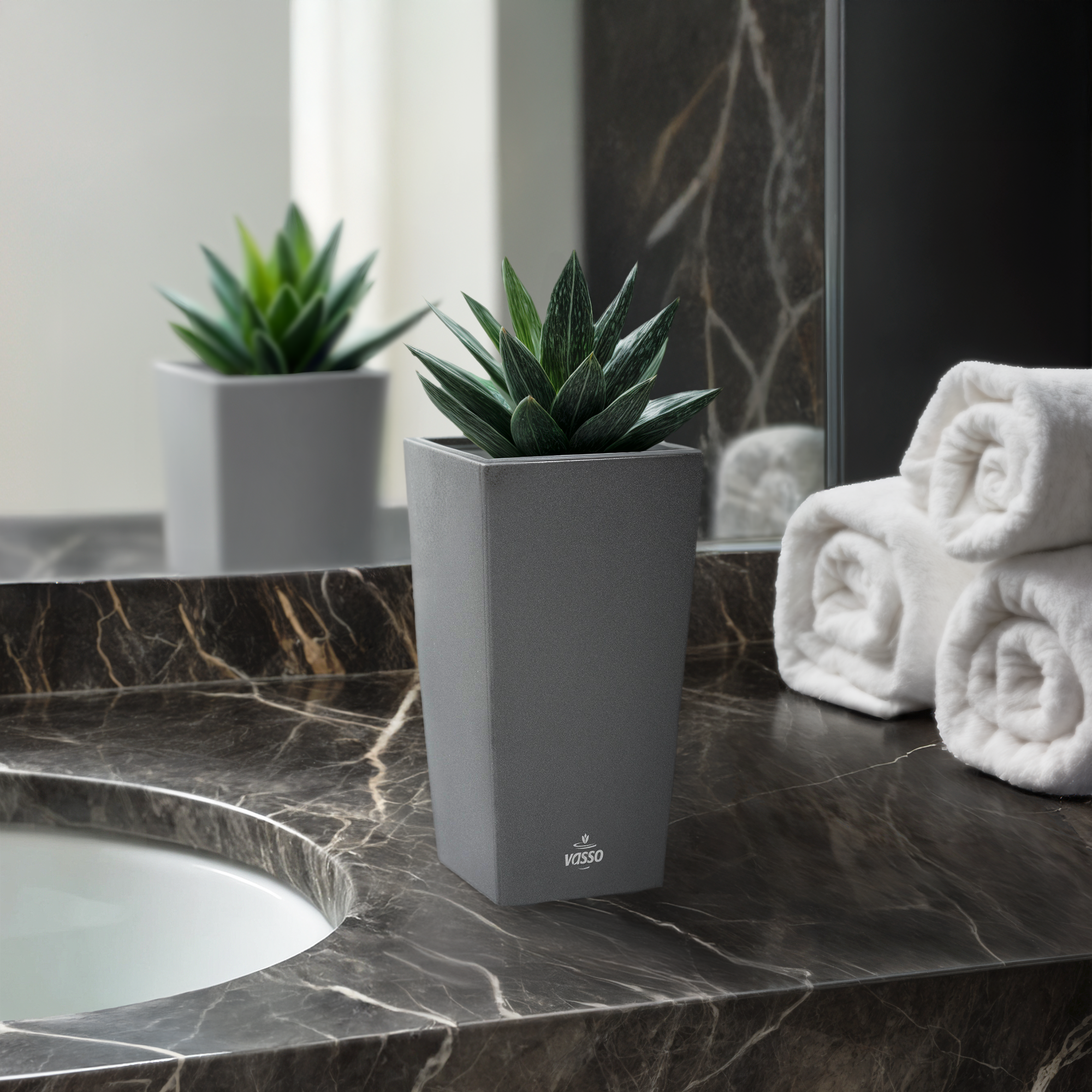 Vasso Kalika Vina Self Watering Pots Antrasit