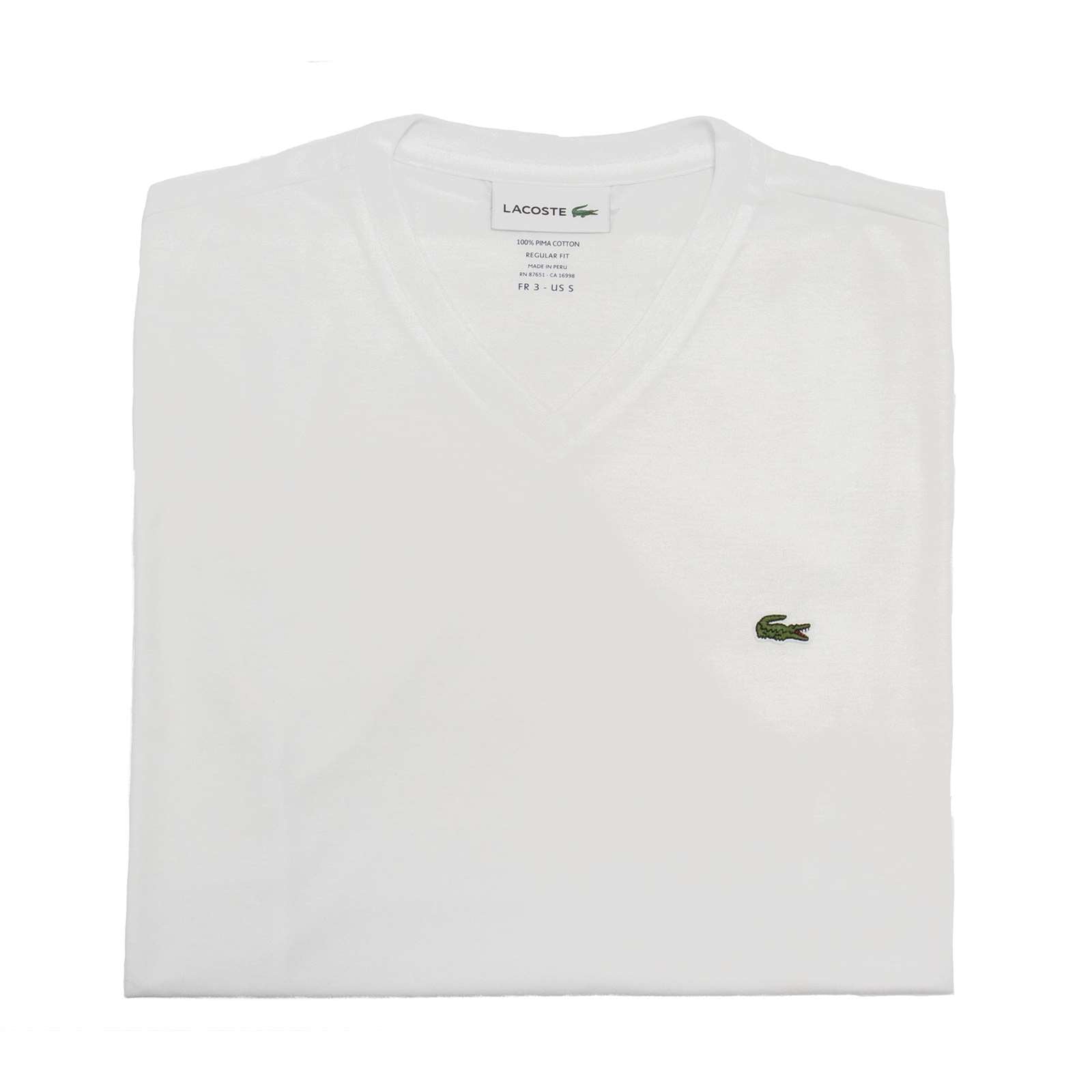 Lacoste Men Standard Short Sleeve Pima V-Neck Tee