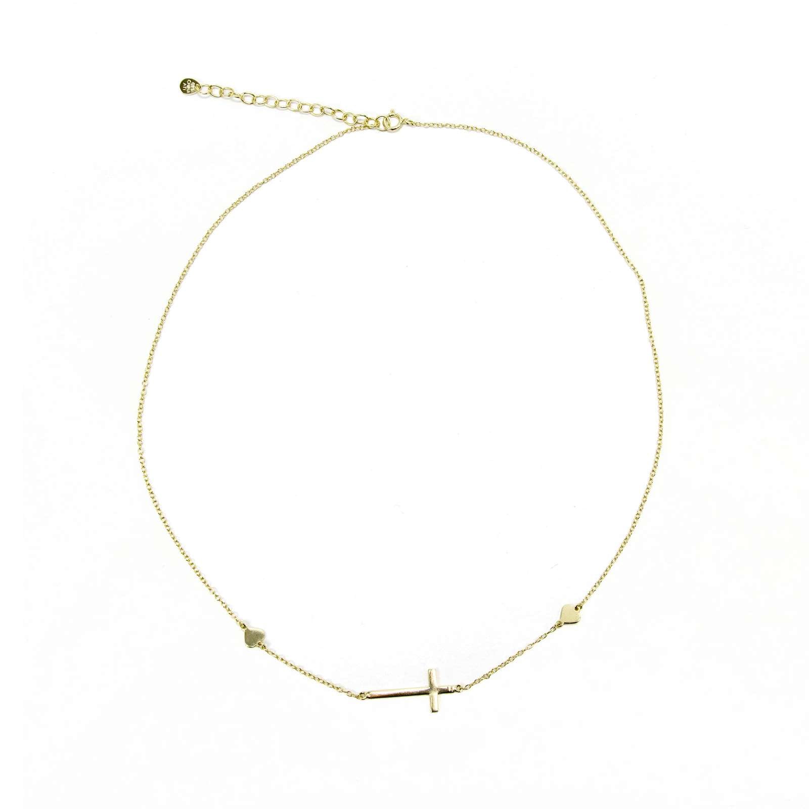Athra Women Sideways Cross Necklace With Extension