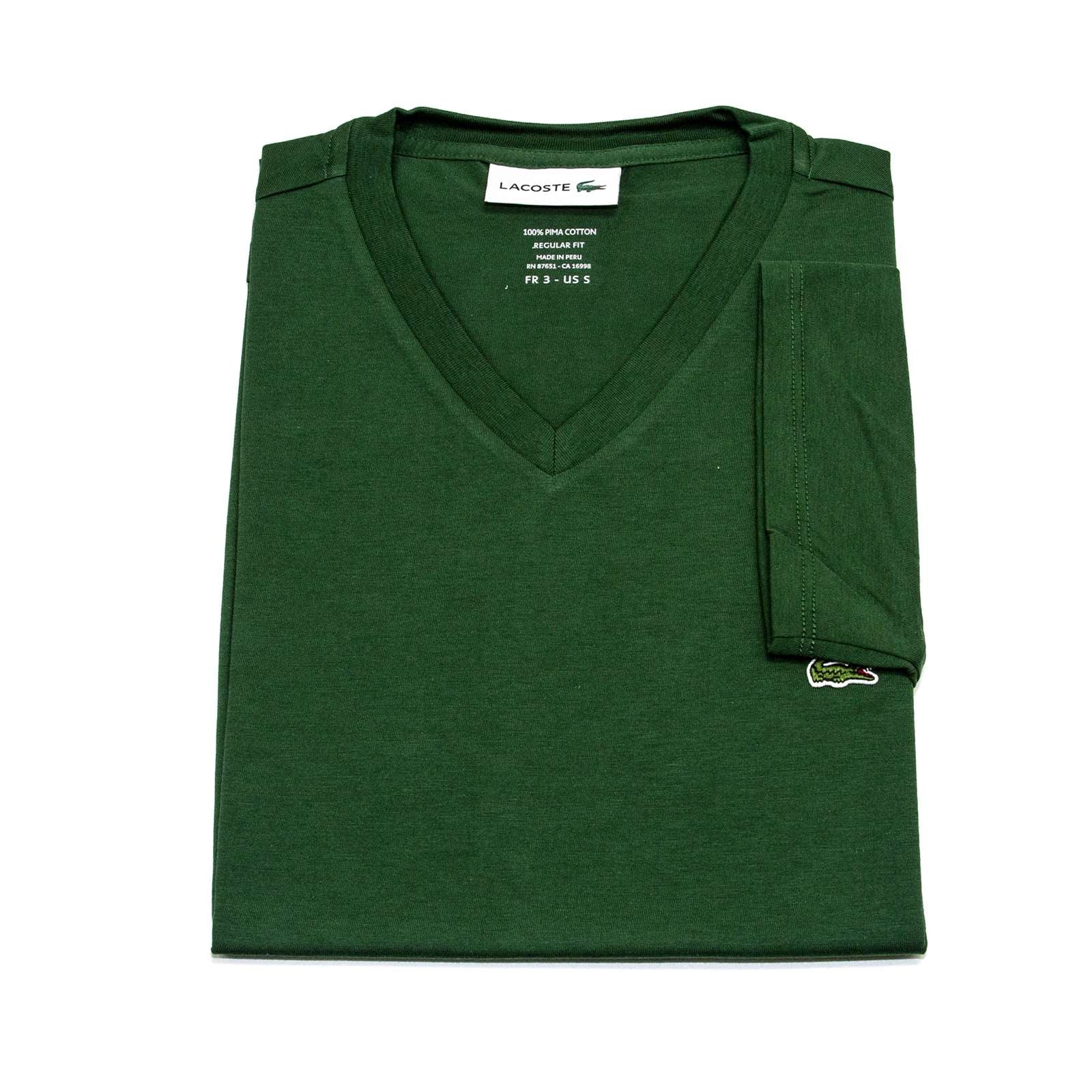 Lacoste Men Standard Short Sleeve Pima V-Neck Tee