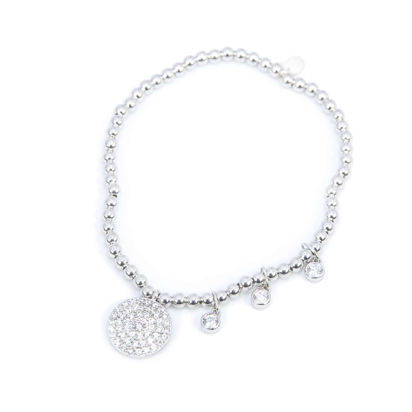 Athra Women Multi Bezel Drop-Disc Beaded Stretch Bracelet