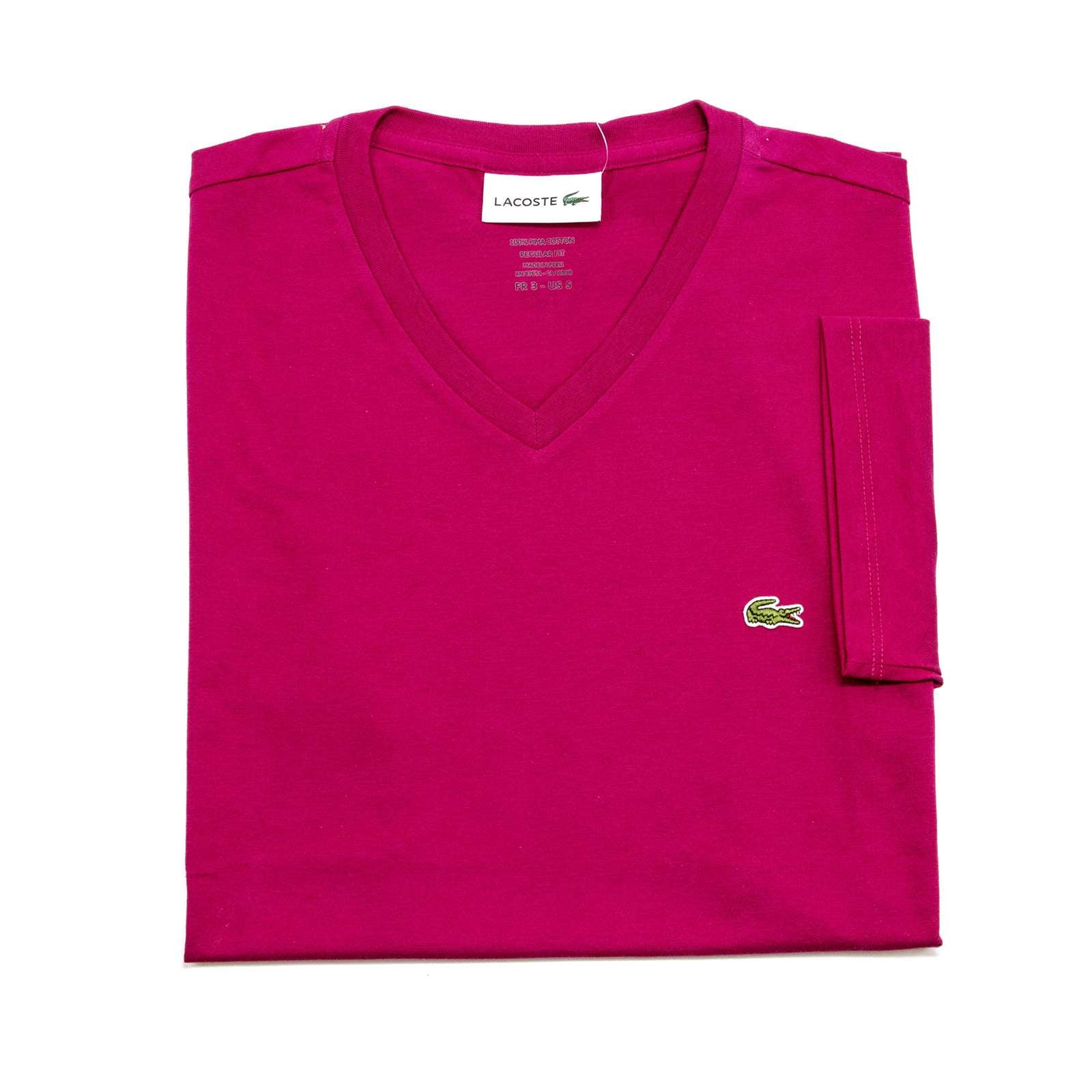 Lacoste Men Standard Short Sleeve Pima V-Neck Tee