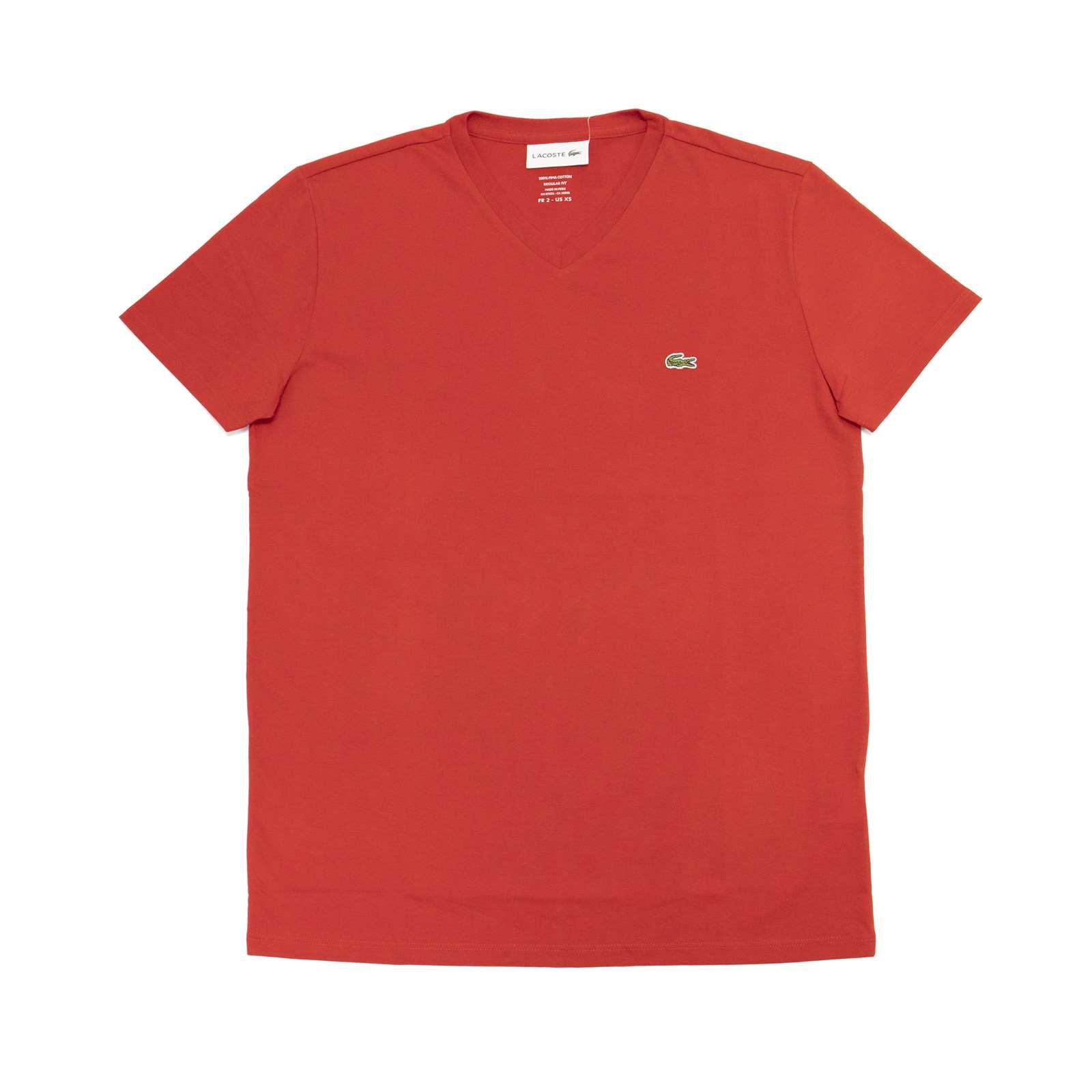 Lacoste Men Standard Short Sleeve Pima V-Neck Tee