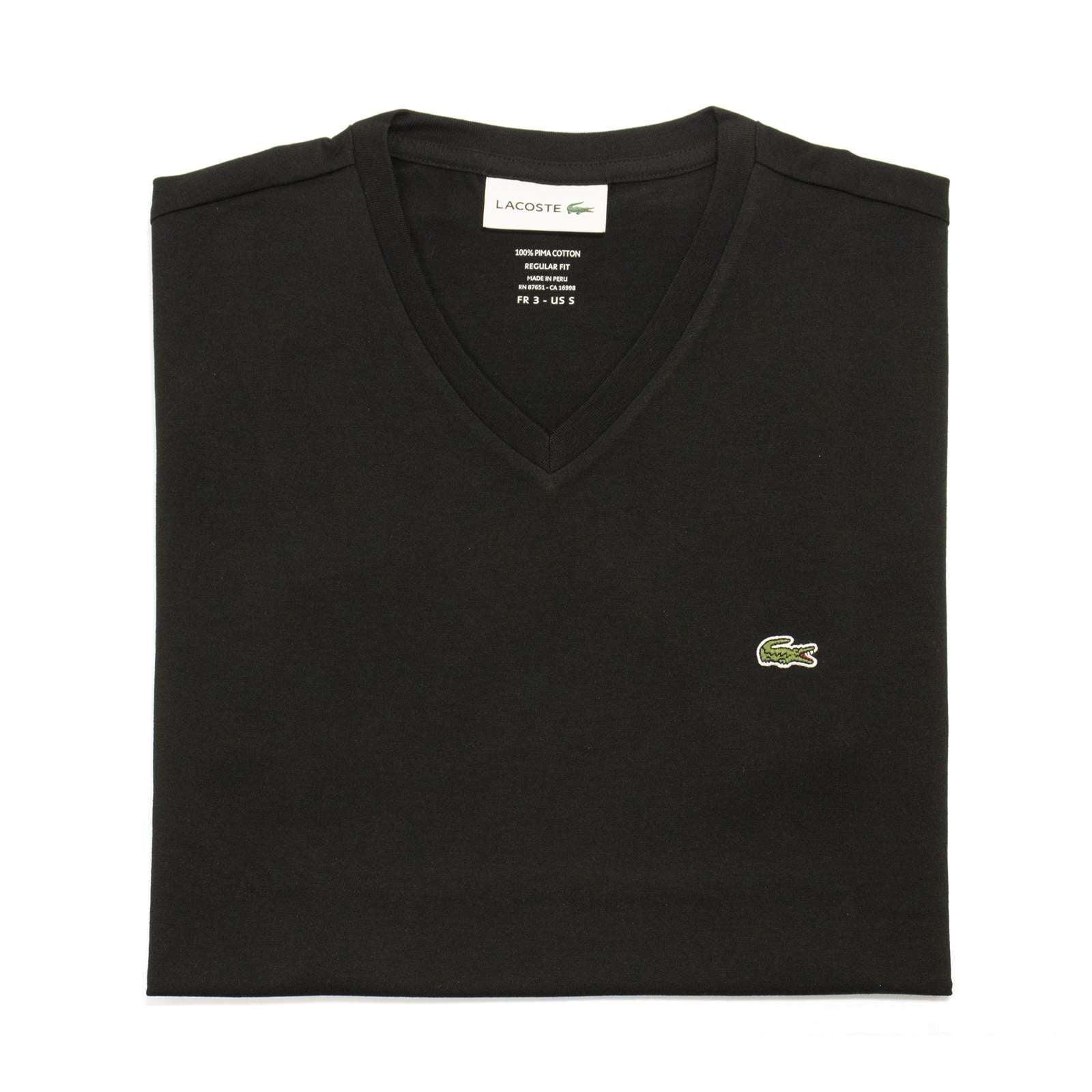 Lacoste Men Standard Short Sleeve Pima V-Neck Tee