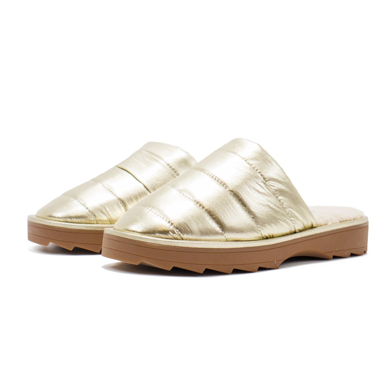 Steve Madden Women Chex Quilted Faux Fur Lined Slippers