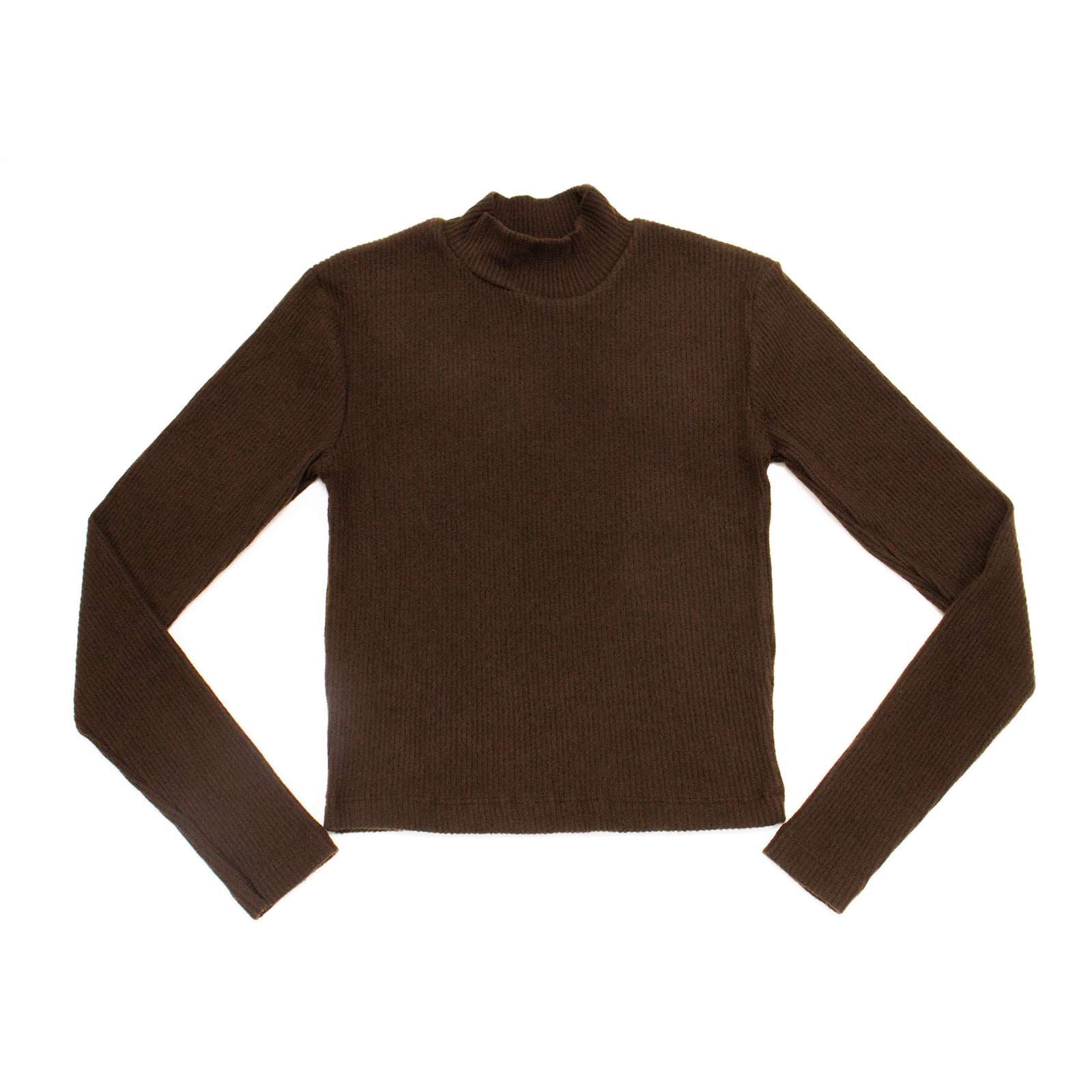 Ambar Women Mock Neck Long Sleeve Fitted Crop Top