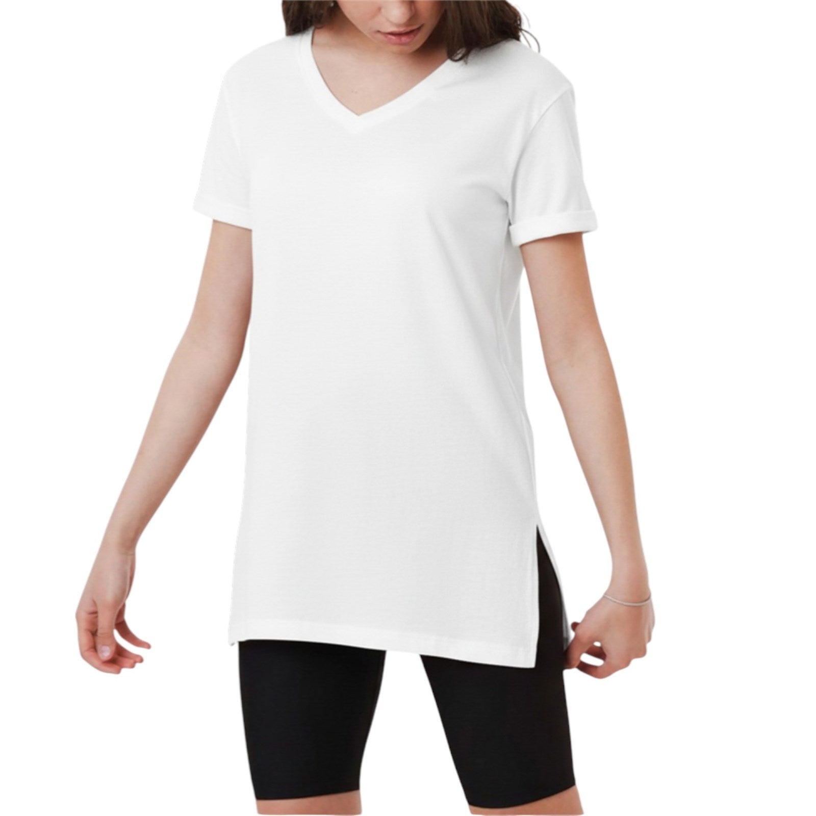 Ambar Women V-Neck Plain Short Sleeve Tshirt
