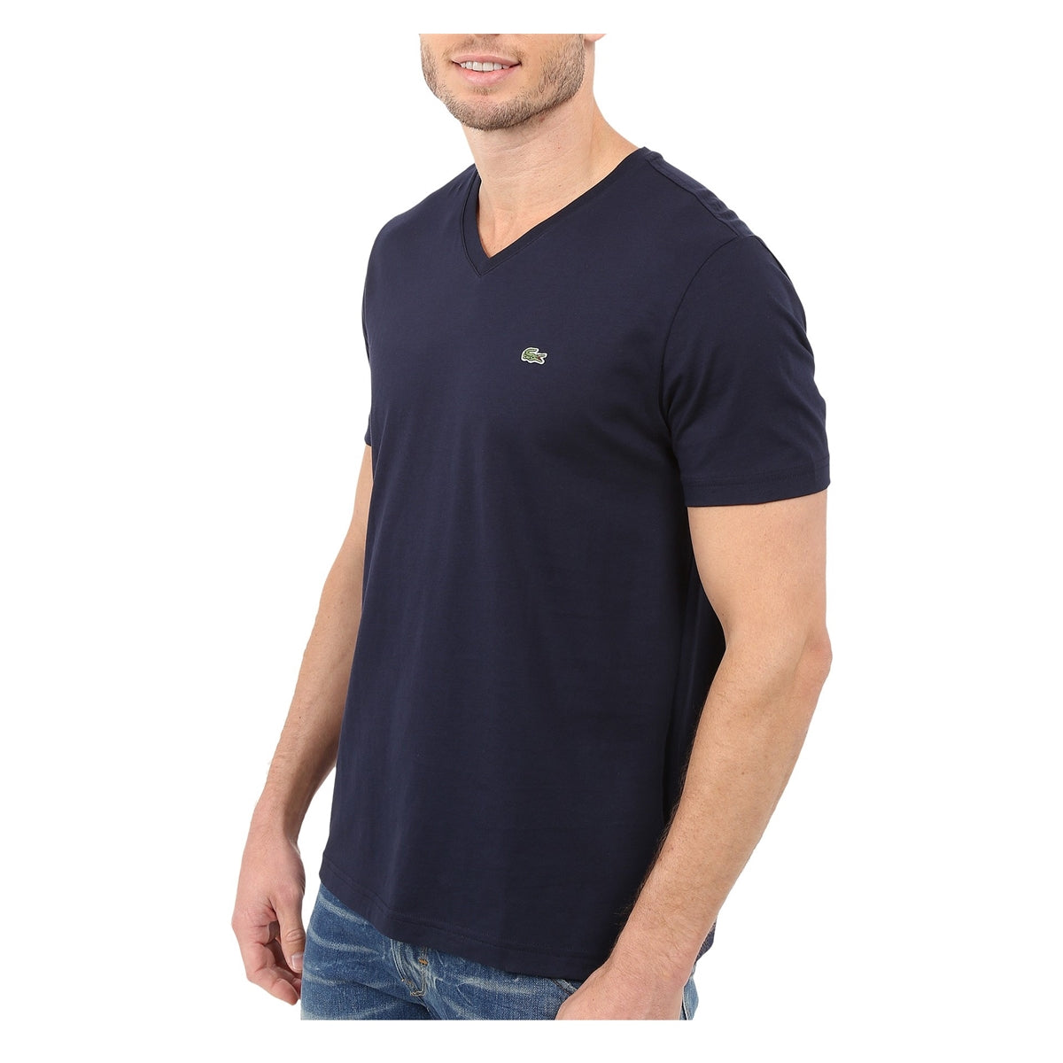 Lacoste Men Standard Short Sleeve Pima V-Neck Tee