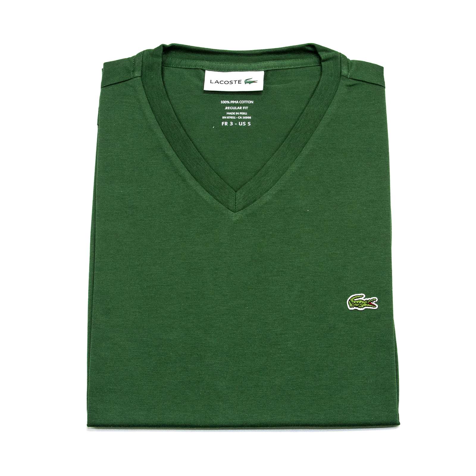 Lacoste Men Standard Short Sleeve Pima V-Neck Tee