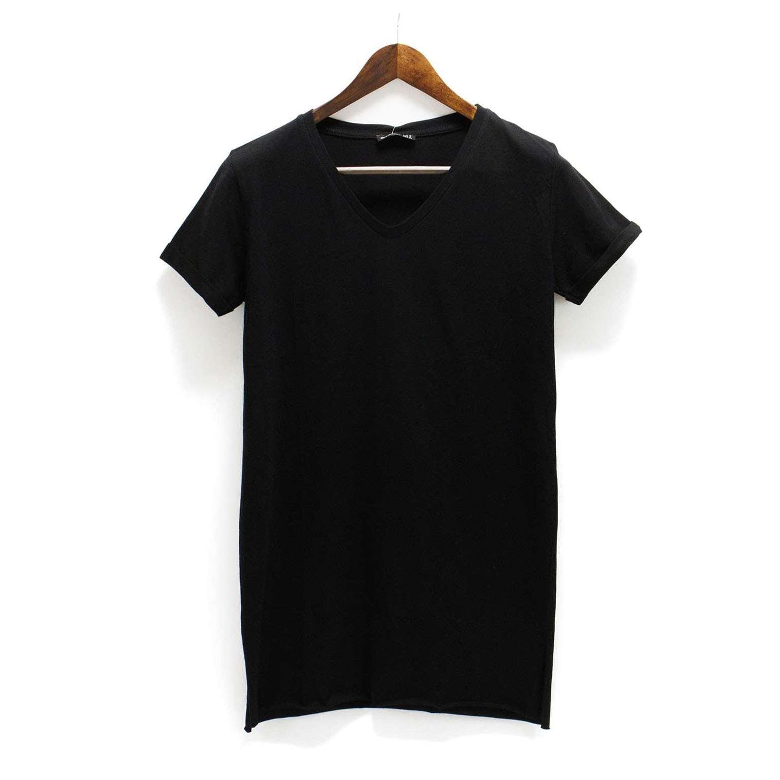 Ambar Women V-Neck Side Slit Cotton Tunic T-Shirt