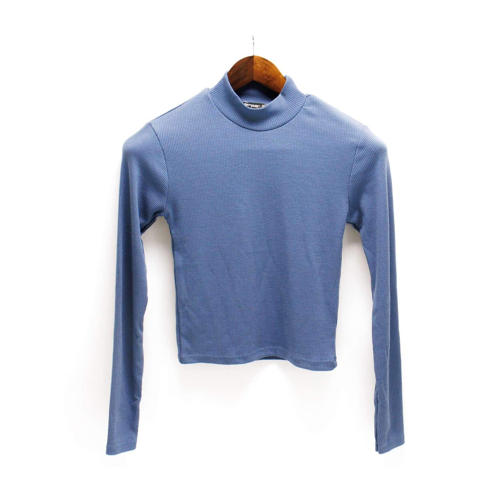 Ambar Women Mock Neck Long Sleeve Cotton Rib Top