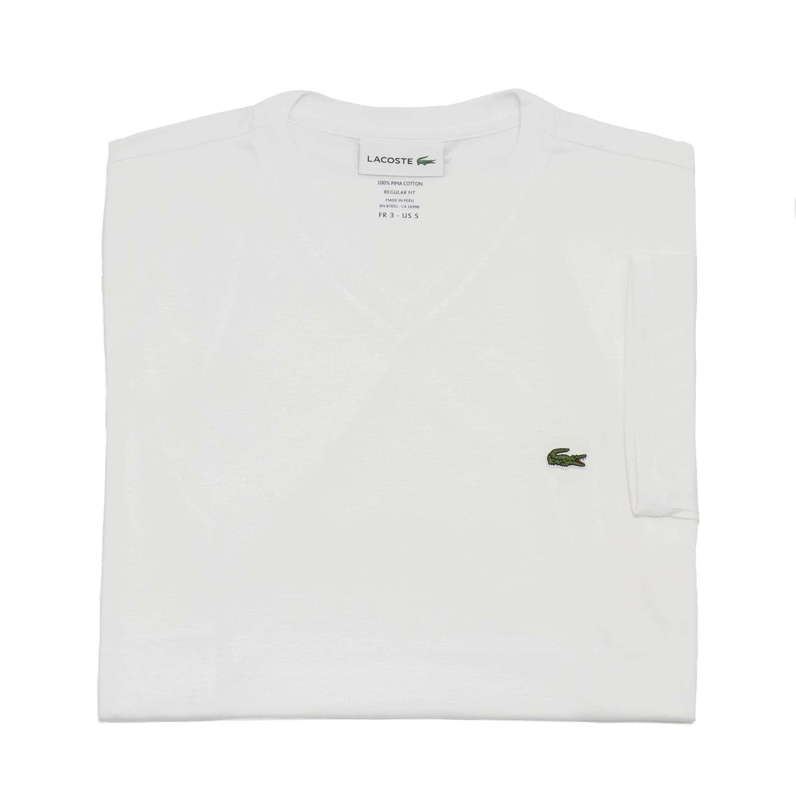 Lacoste Men Standard Short Sleeve Pima V-Neck Tee