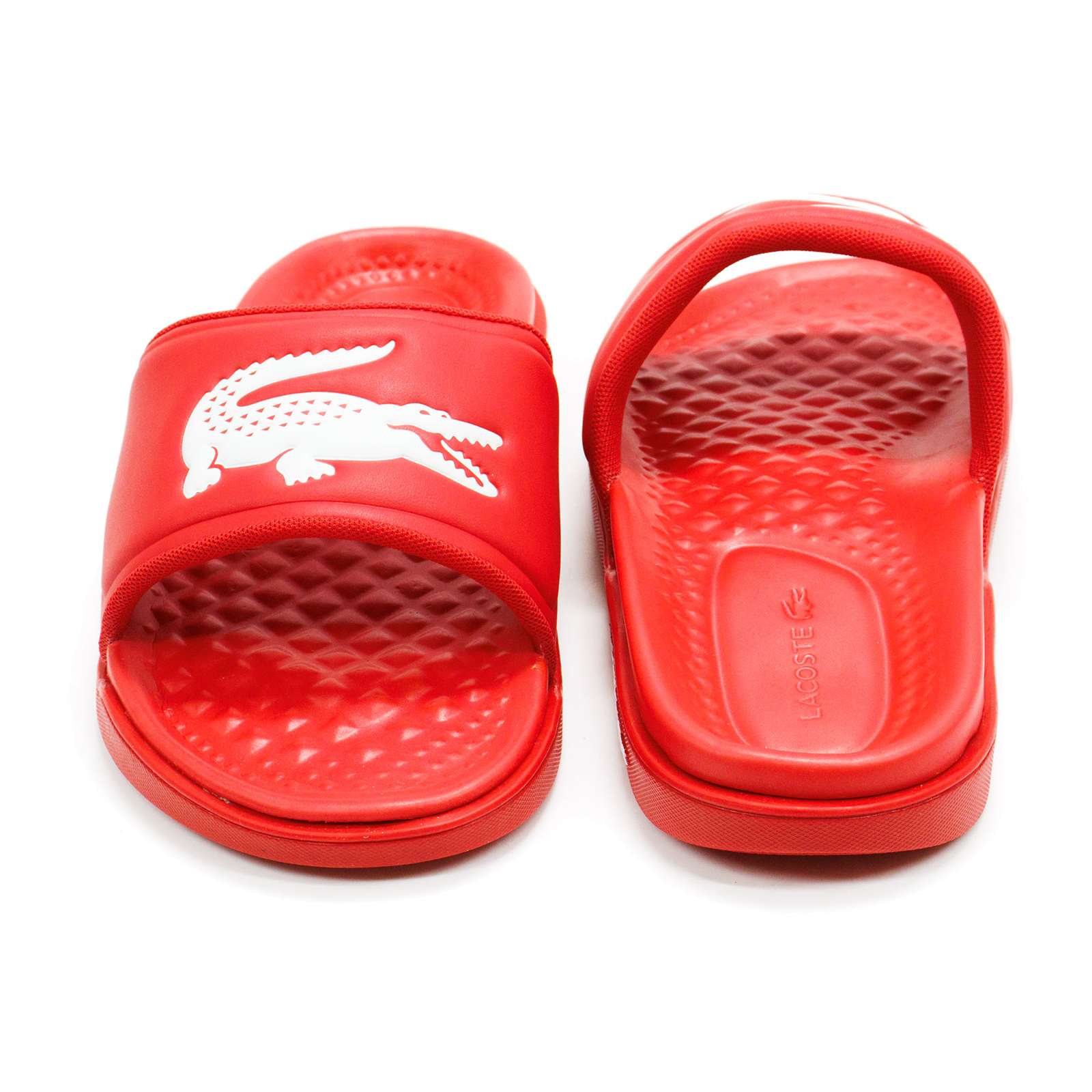 Red lacoste sliders on sale