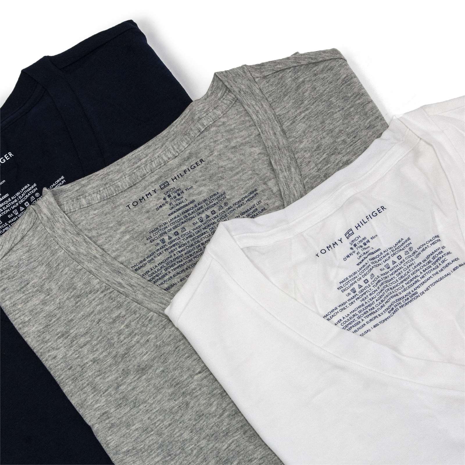 Tommy Hilfiger Men 3 Pack Cotton Stretch Classic V Neck Tee