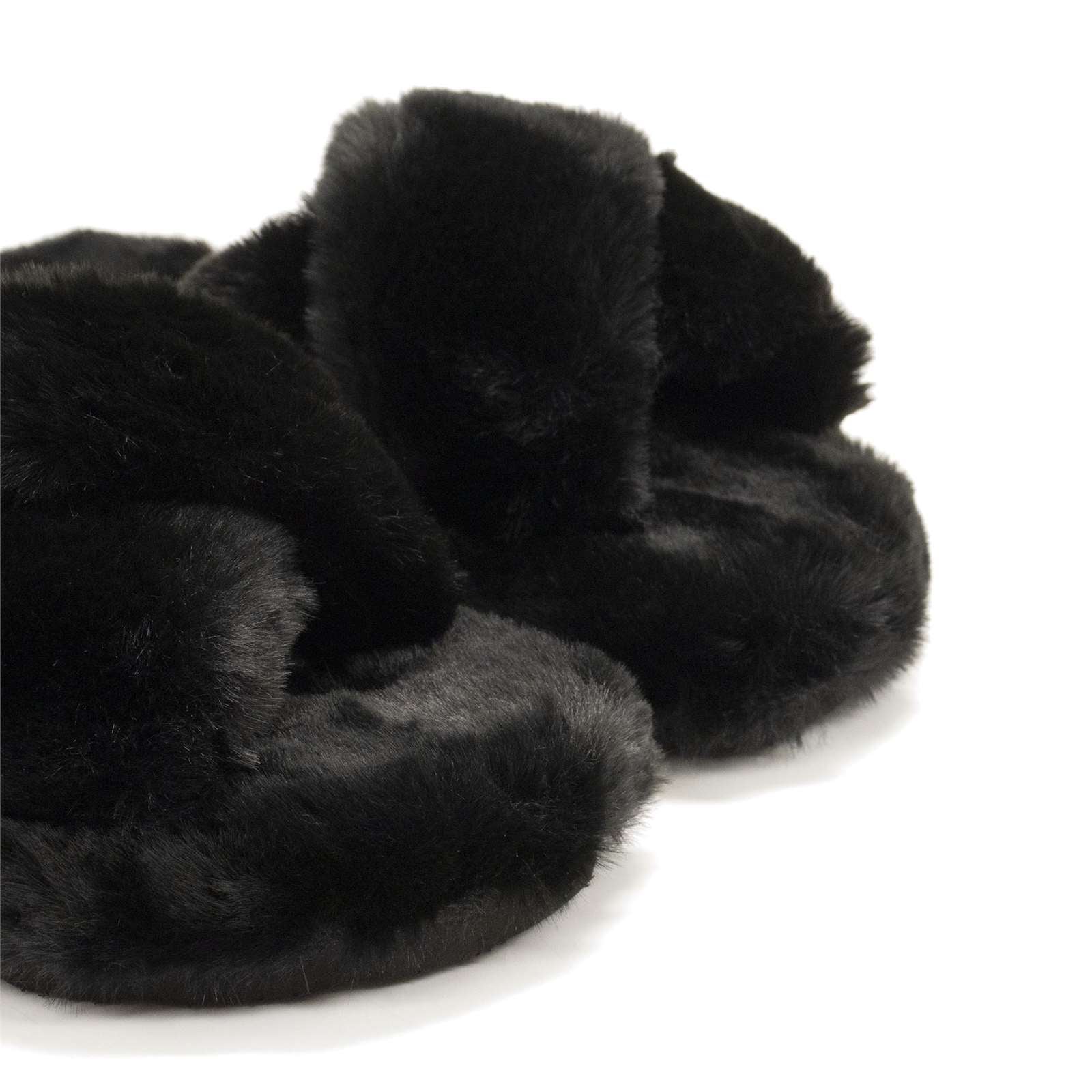 Hunter Women Faux Fur Flatform Crossover Slide