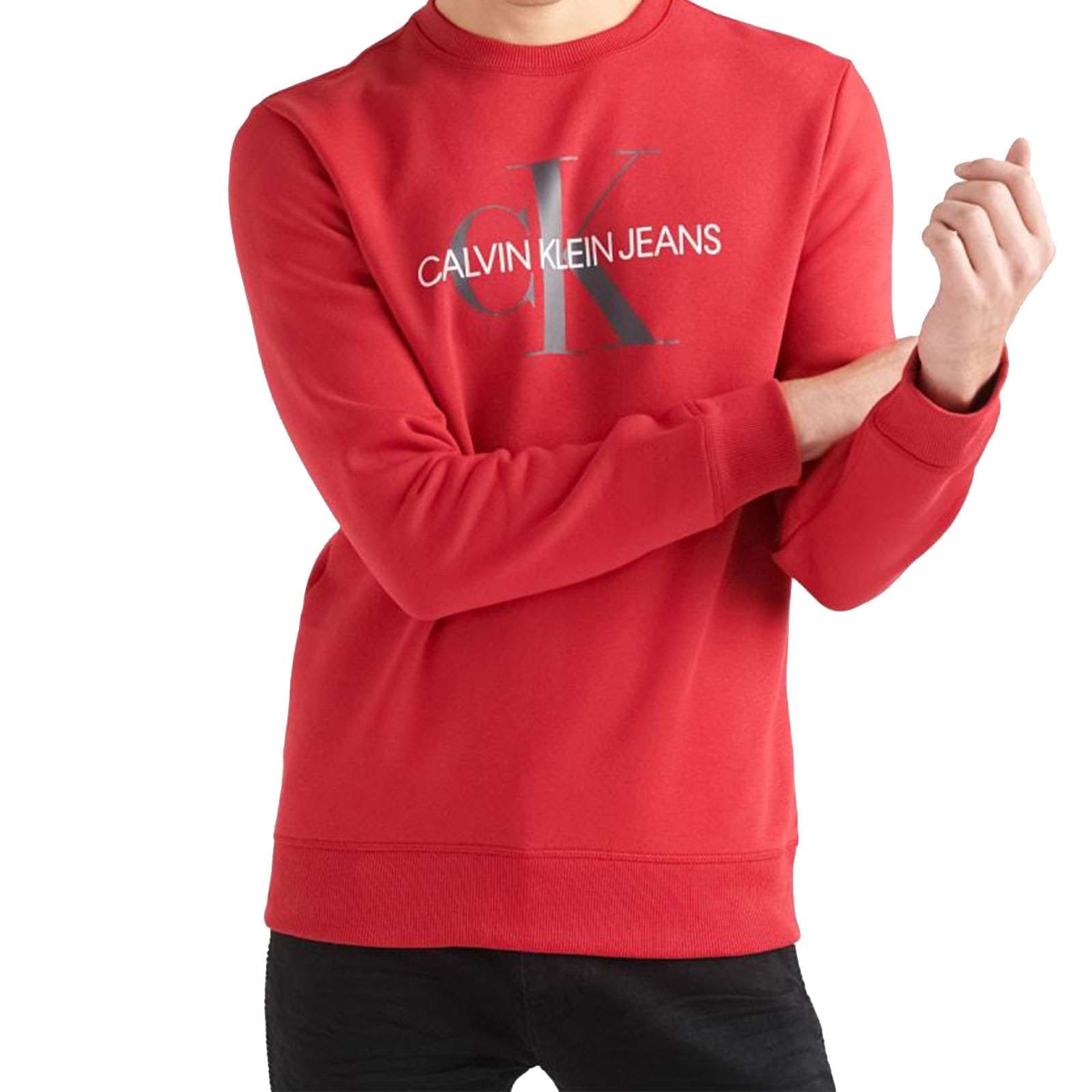 Calvin Klein Men Mono Logo Crew Neck Sweatshirt