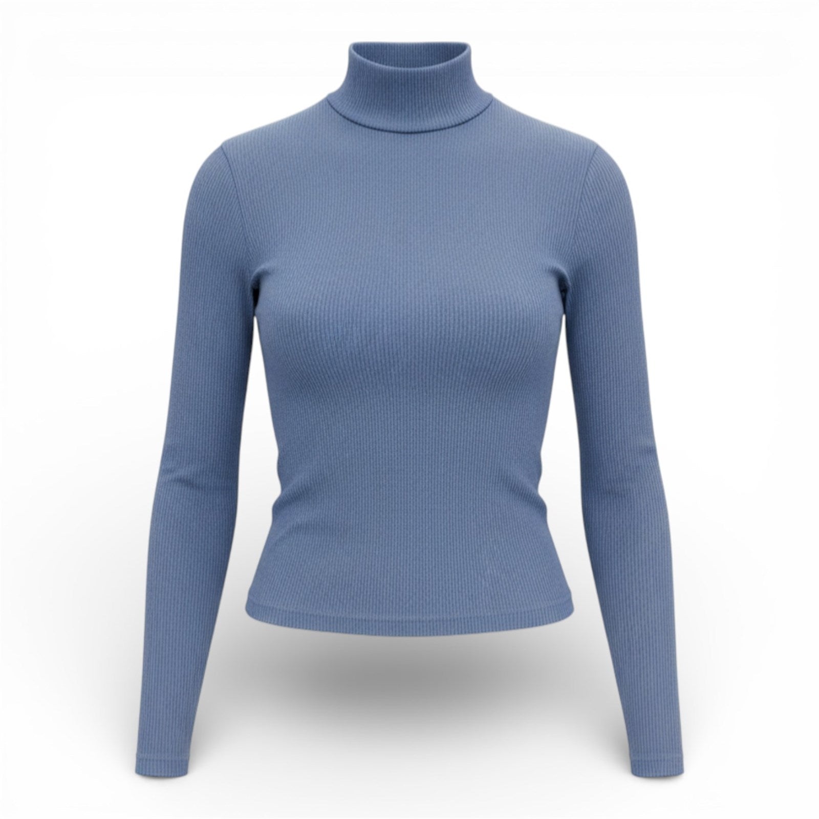 Ambar Women Mock Neck Long Sleeve Cotton Rib Top