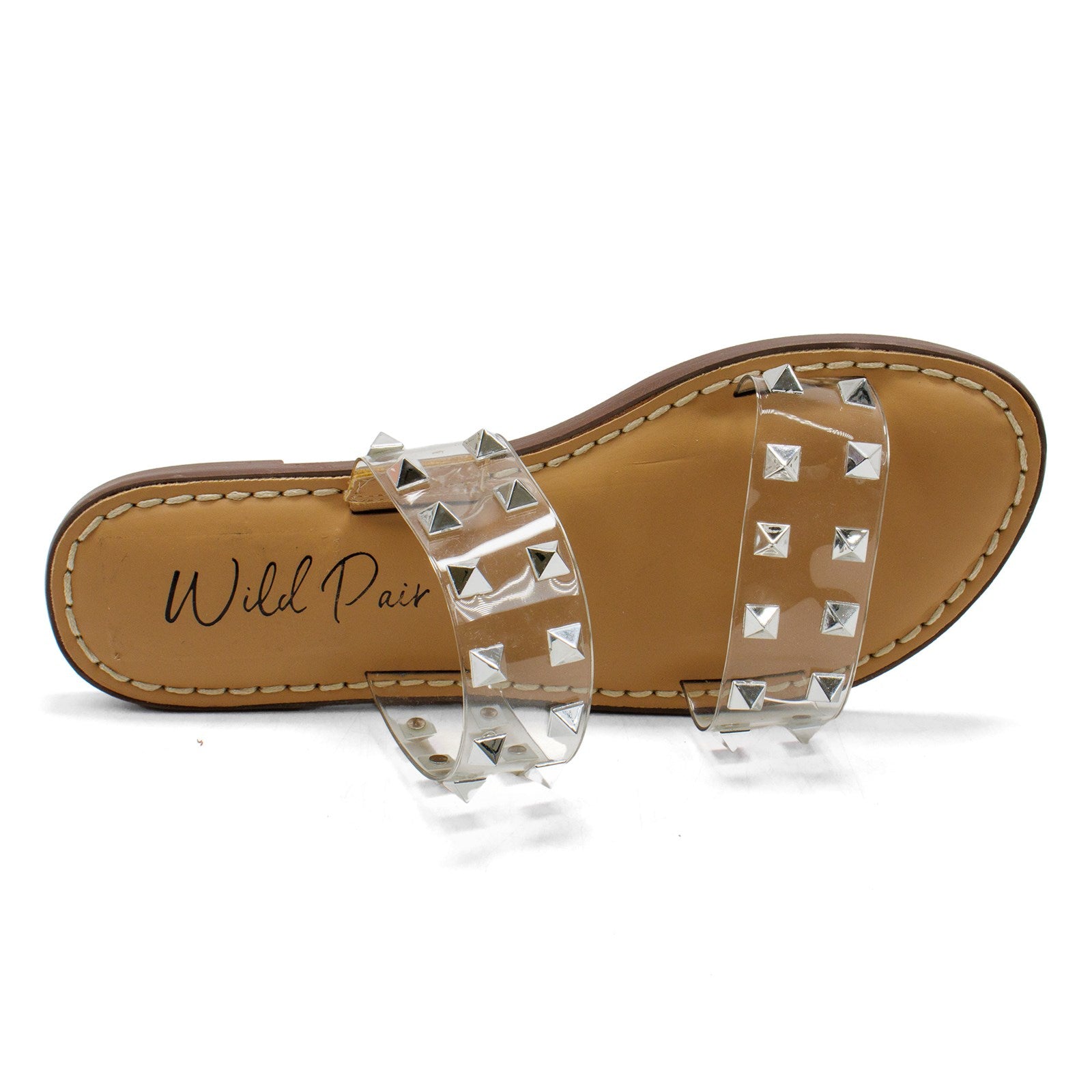 Wild Pair Women Ginniev Studded Double Band Slide Sandal