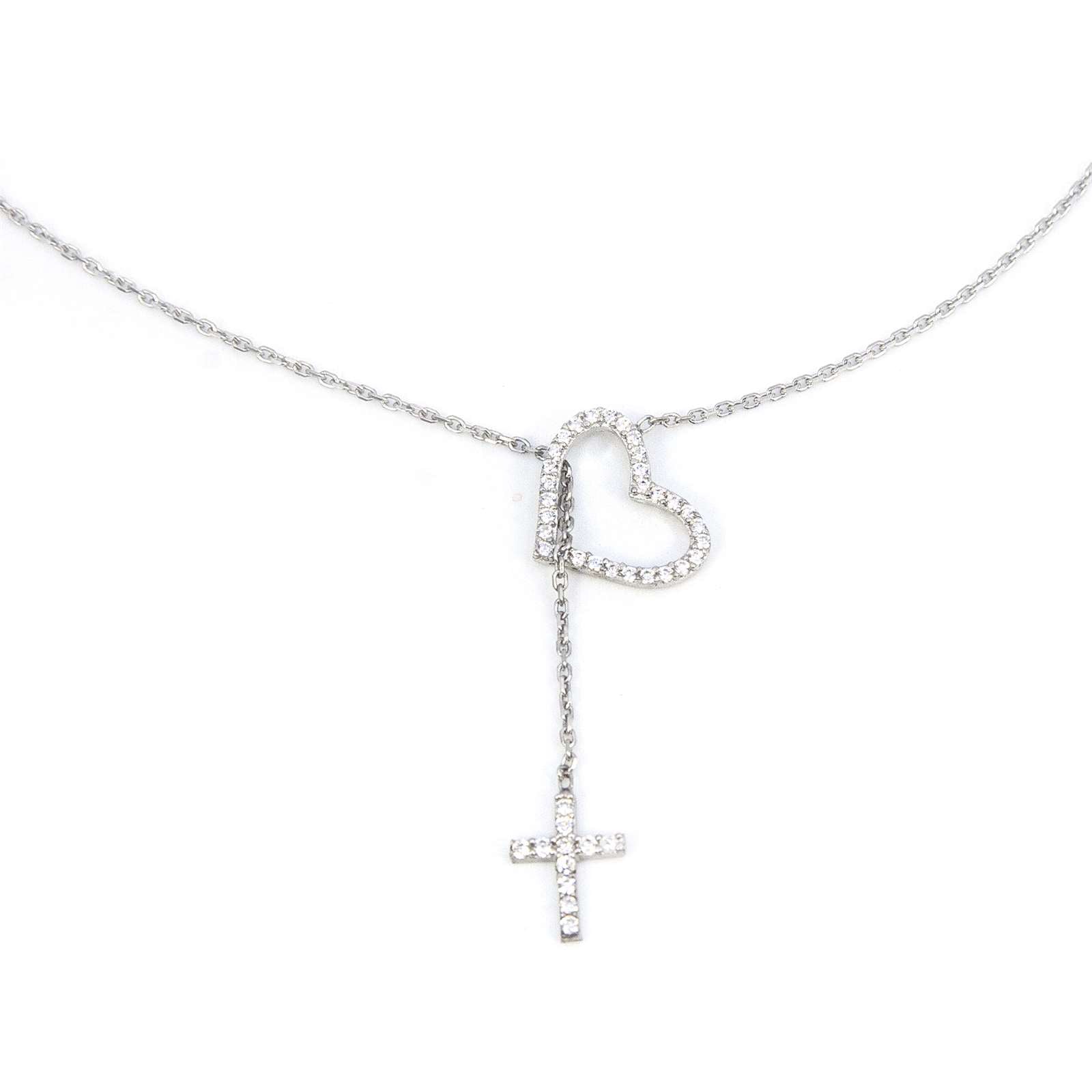 Athra Women Heart-Cross Lariat Necklace