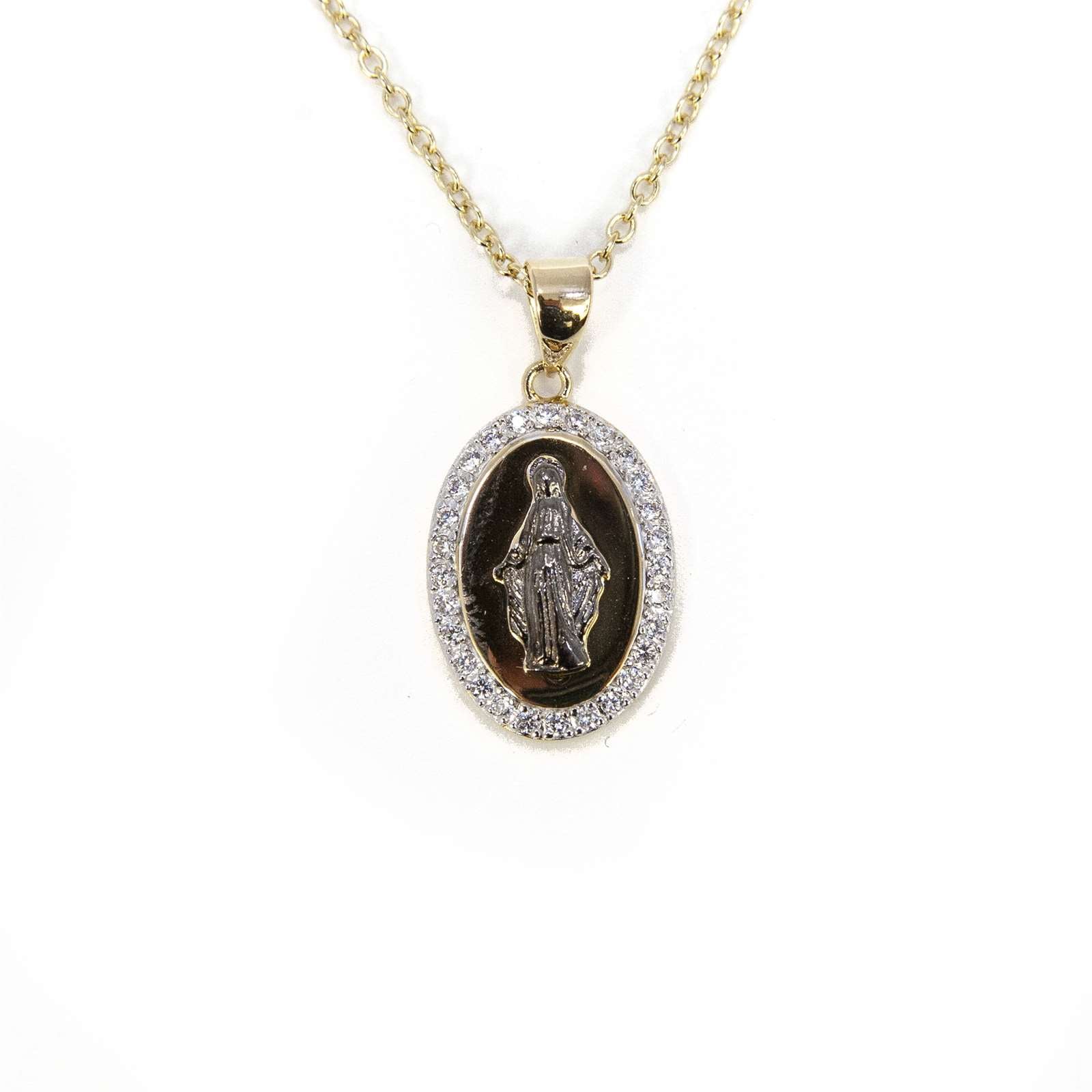 Athra Women Two Tone Oval Religious Necklace