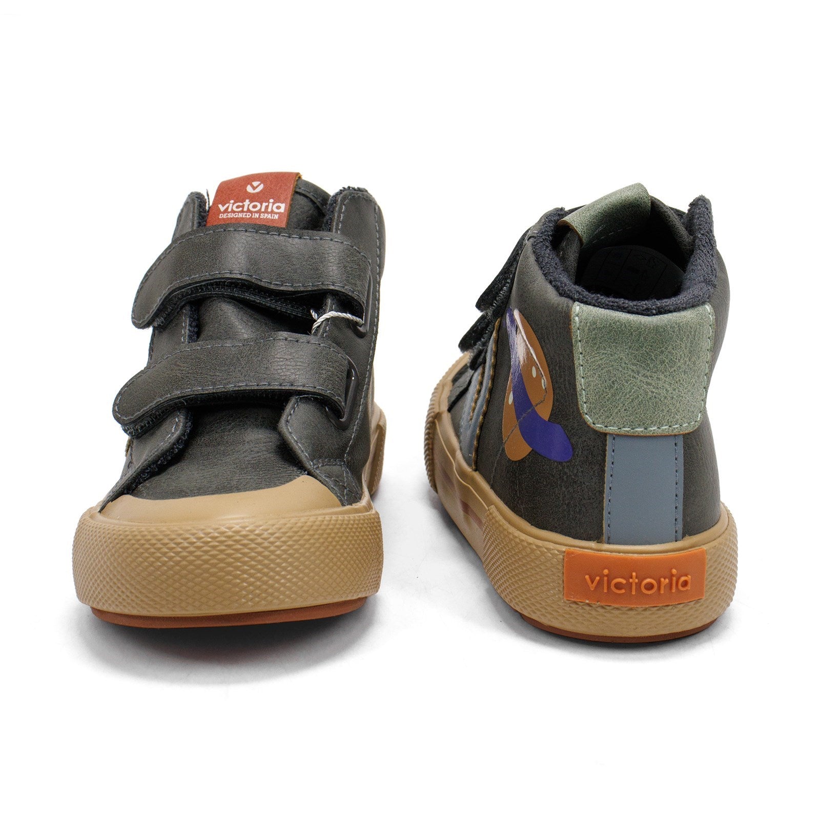 Victoria Boy Tribu Faux Leather Straps And Space Print Sneakers