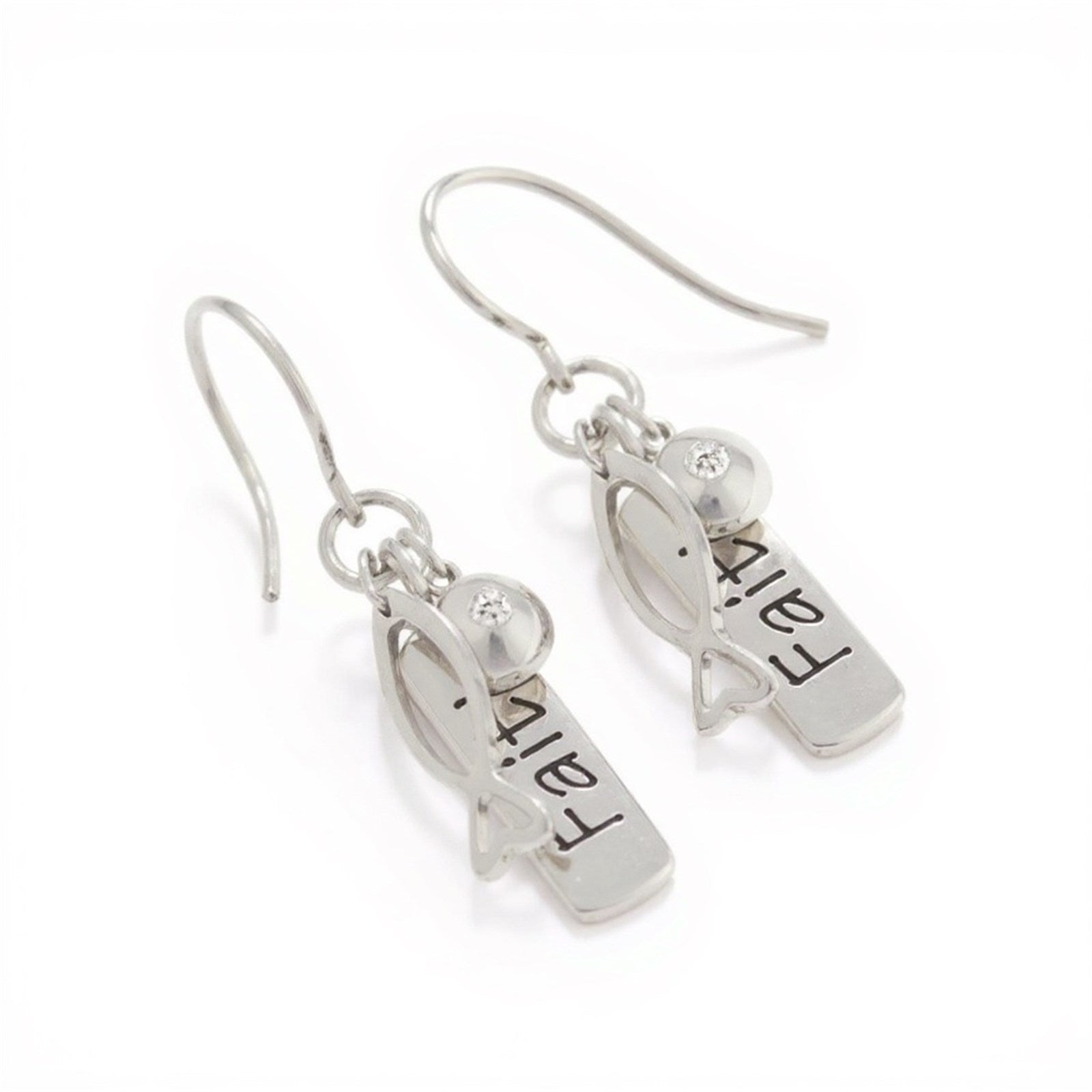 Athra Women Faith Tag Charm Drop Earring