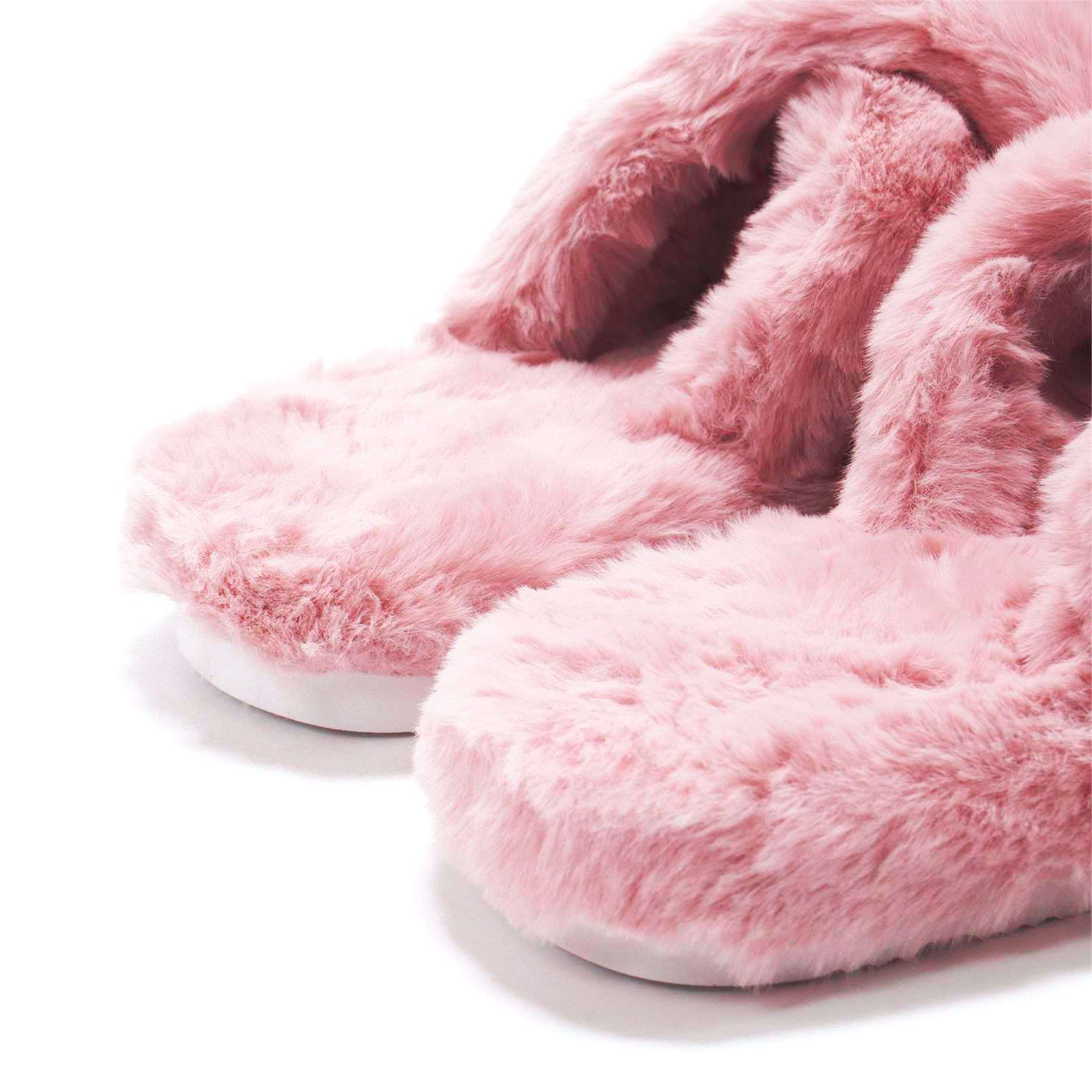 Hunter Women Faux Fur Flatform Crossover Slide