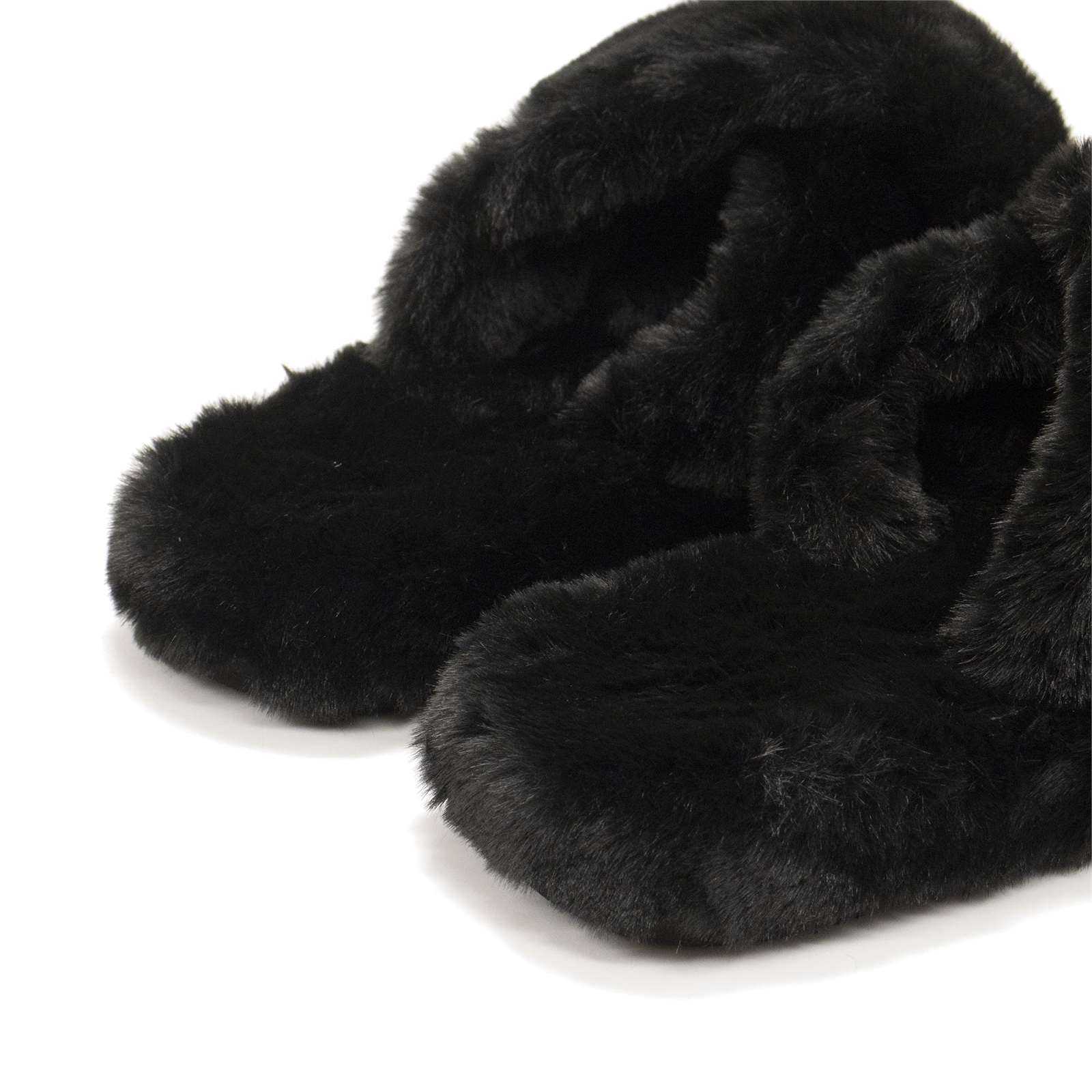 Hunter Women Faux Fur Flatform Crossover Slide