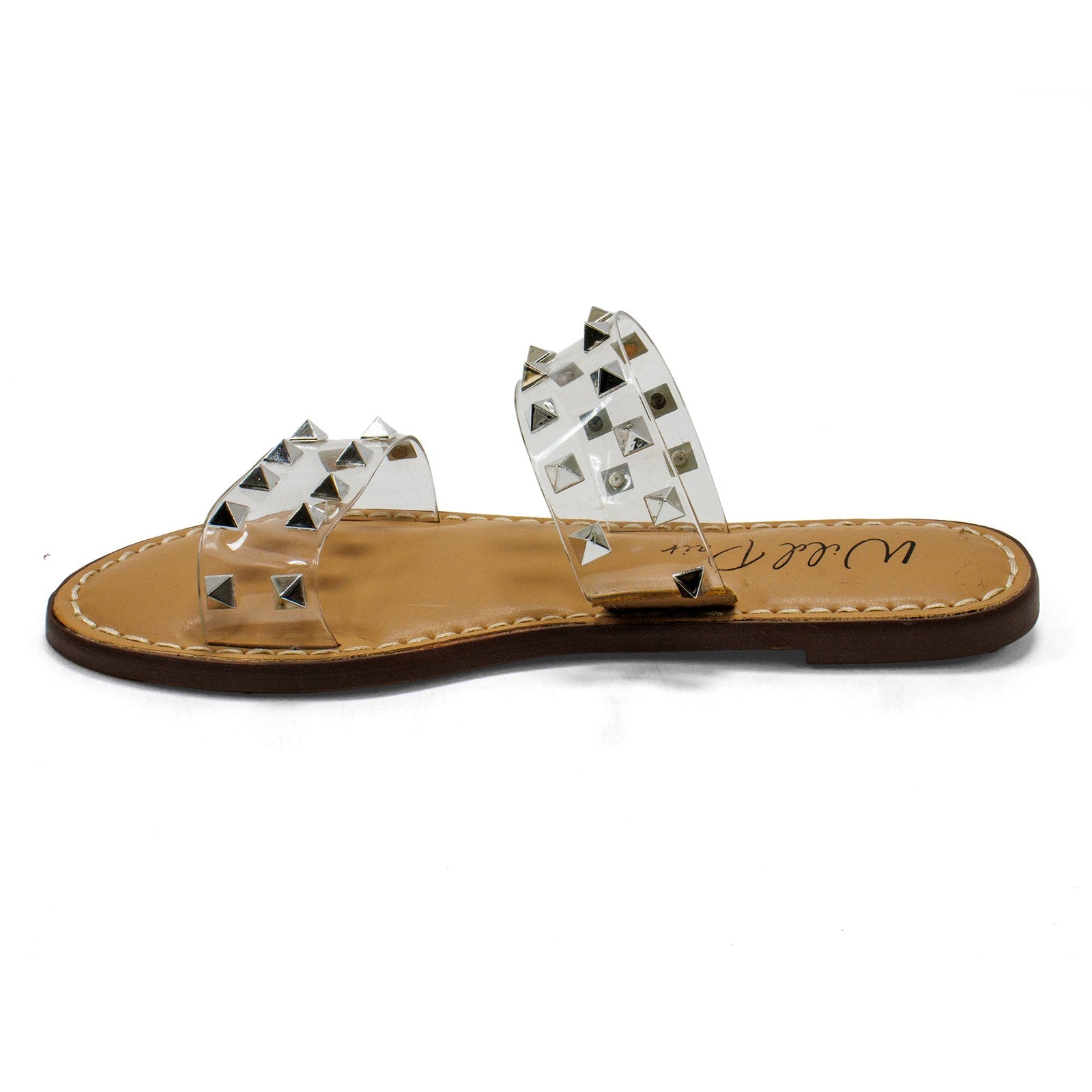 Wild Pair Women Ginniev Studded Double Band Slide Sandal